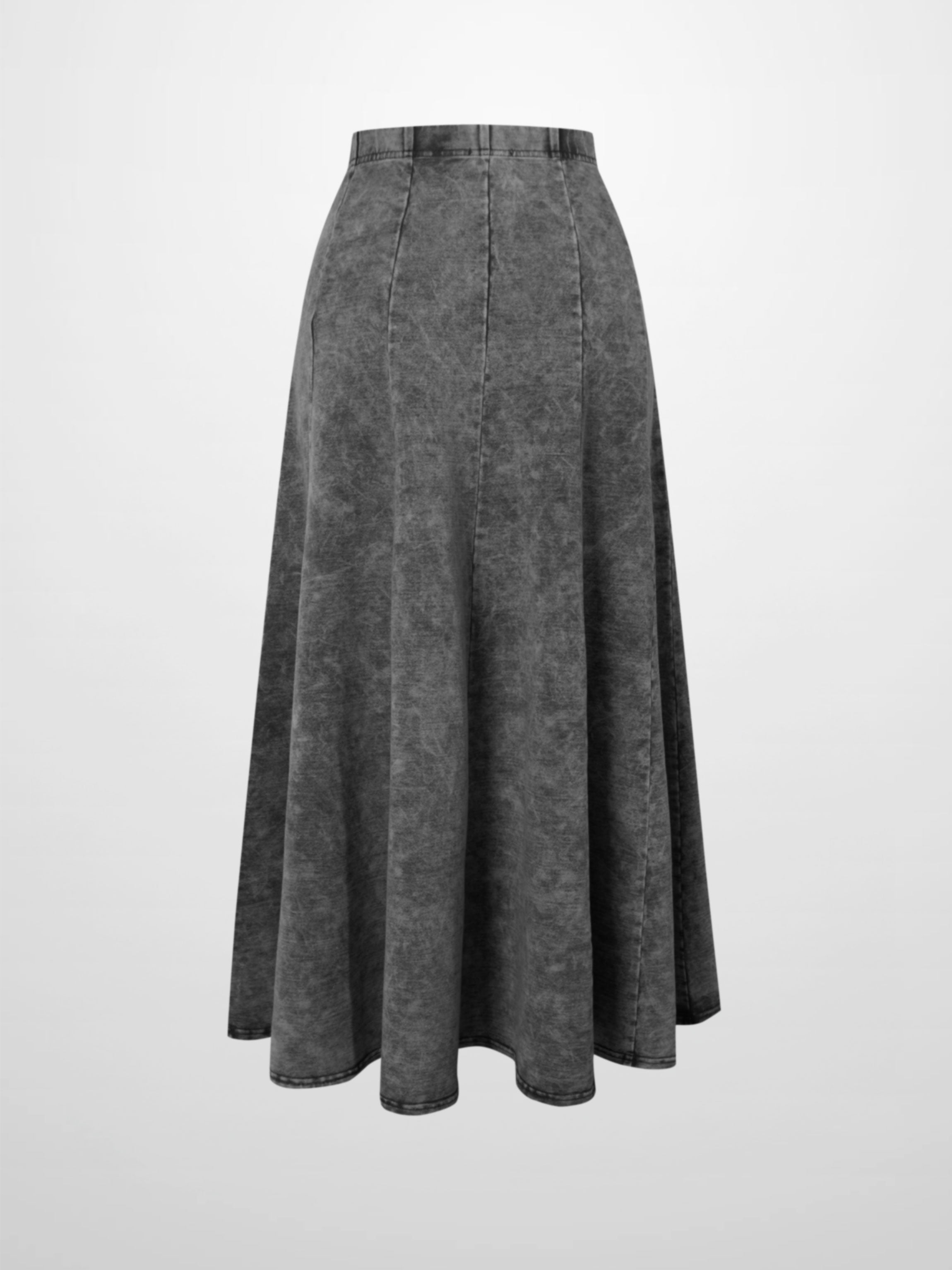 Paneled Flare Skirt 35"-Black Wash