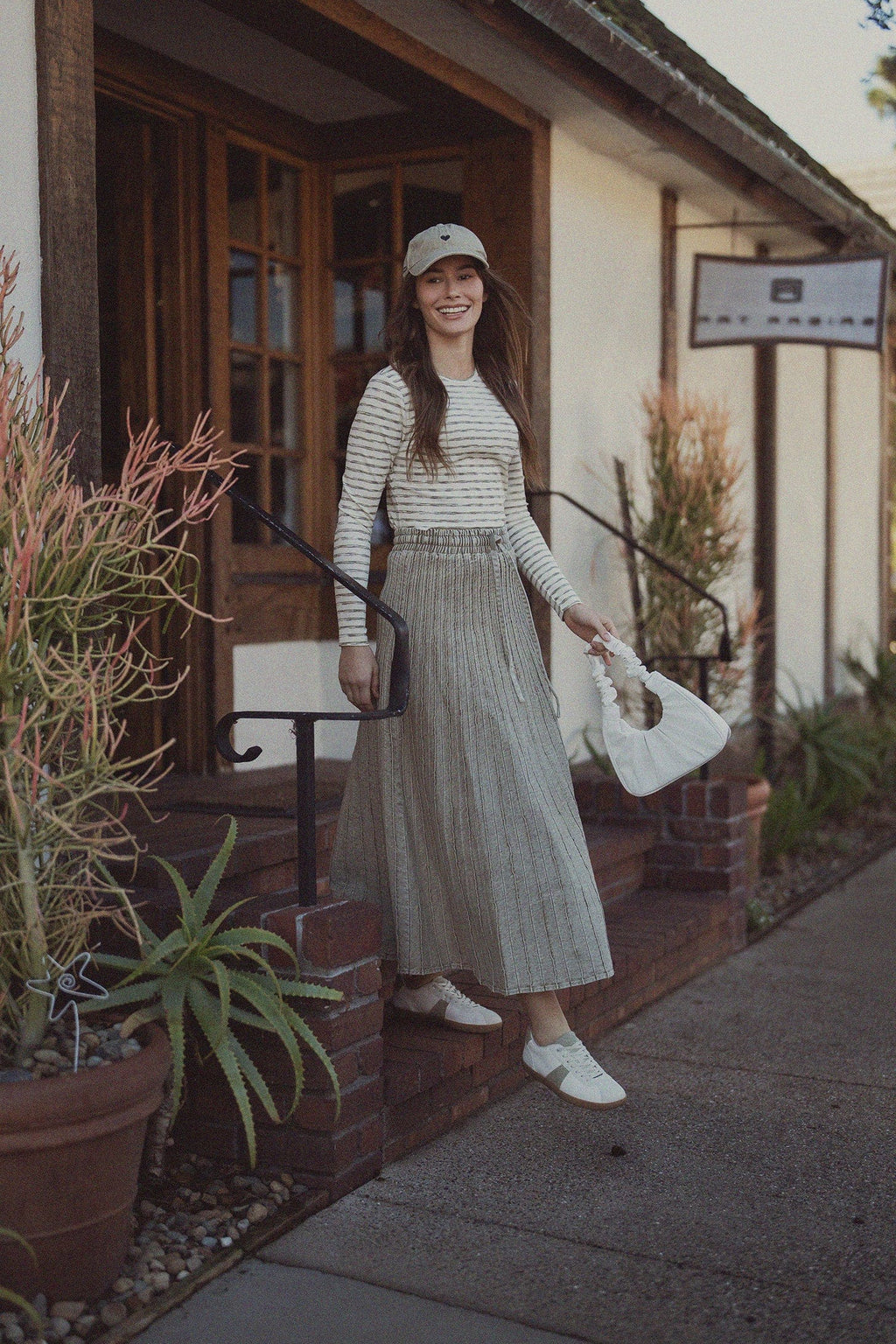 Multi Striped Ribbed Crew-Space Dye Olive