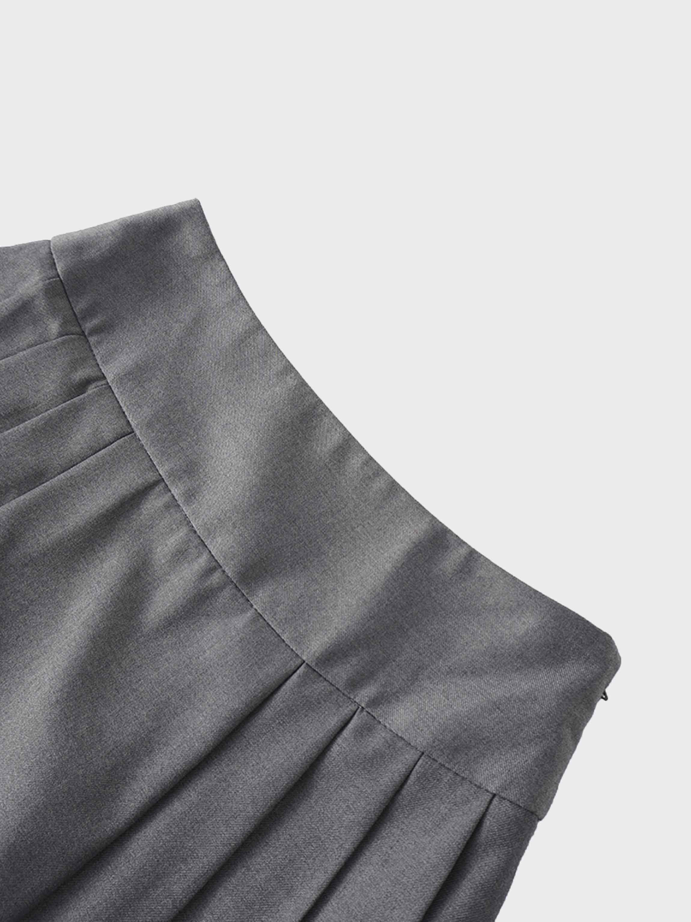 Yoke Pleated Skirt-Grey
