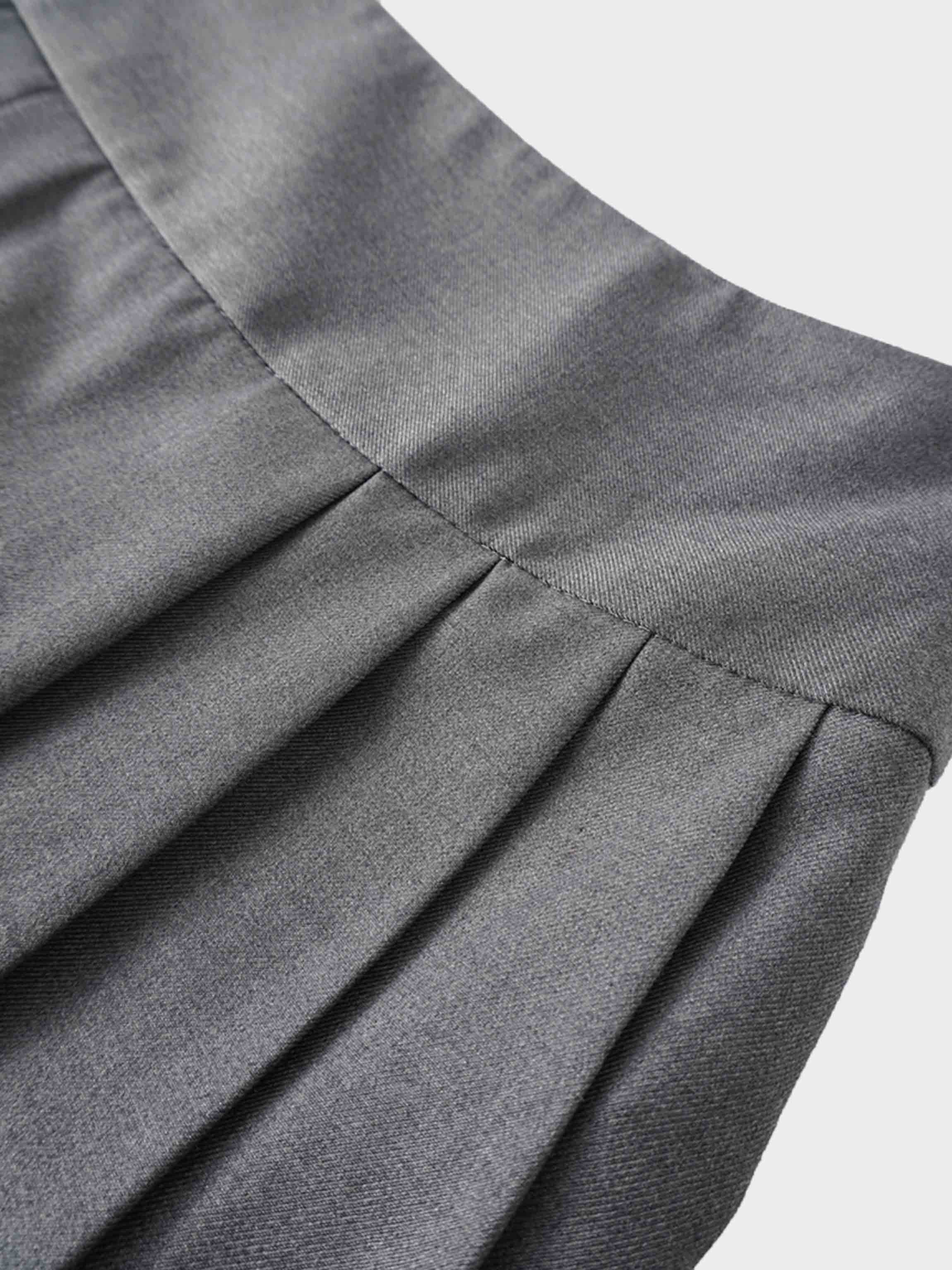Yoke Pleated Skirt-Grey
