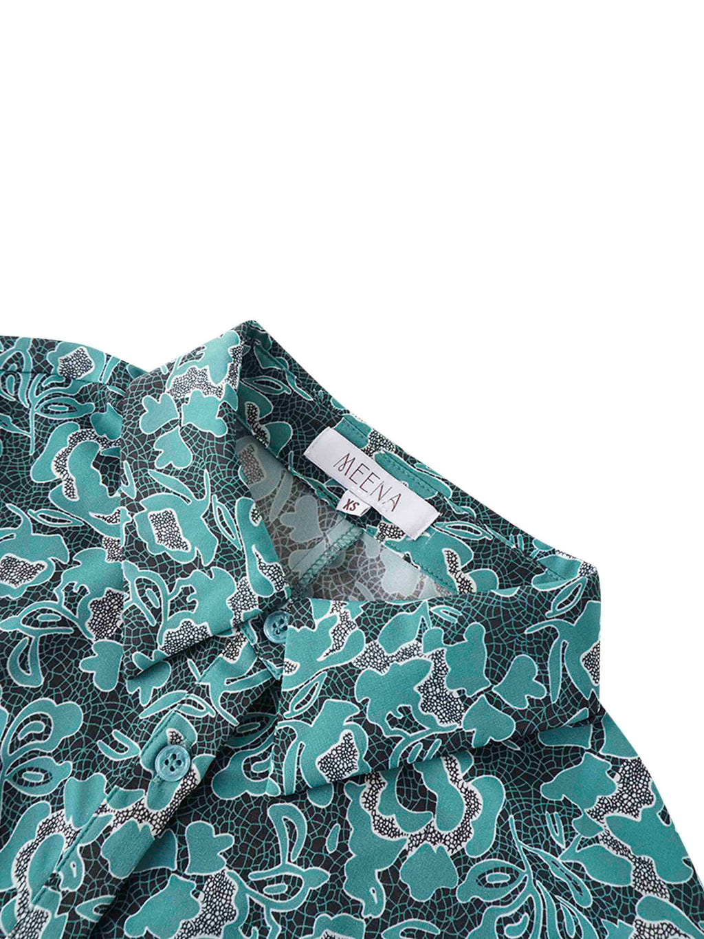 Front Shirred Shirtdress-Teal Floral