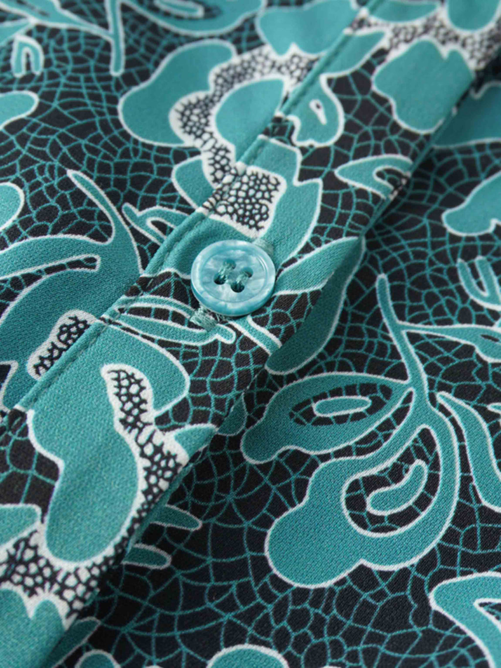 Front Shirred Shirtdress-Teal Floral