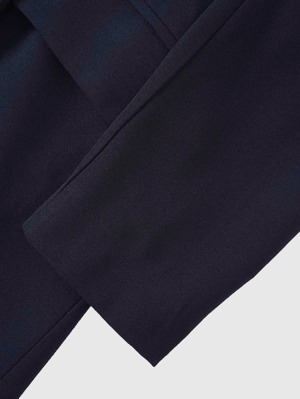 Embroidered Belted Blazer-Navy