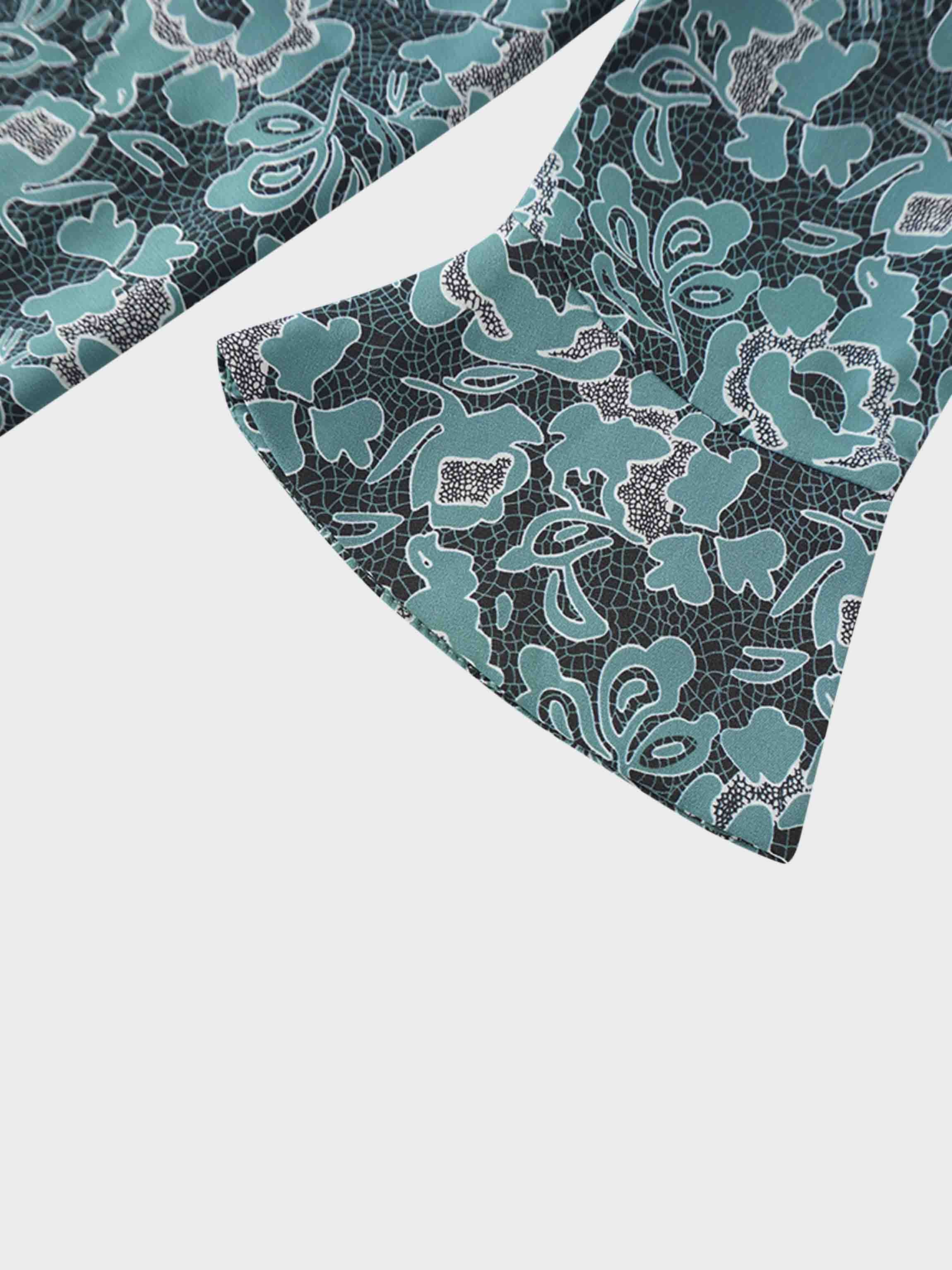 Front Shirred Shirtdress-Teal Floral