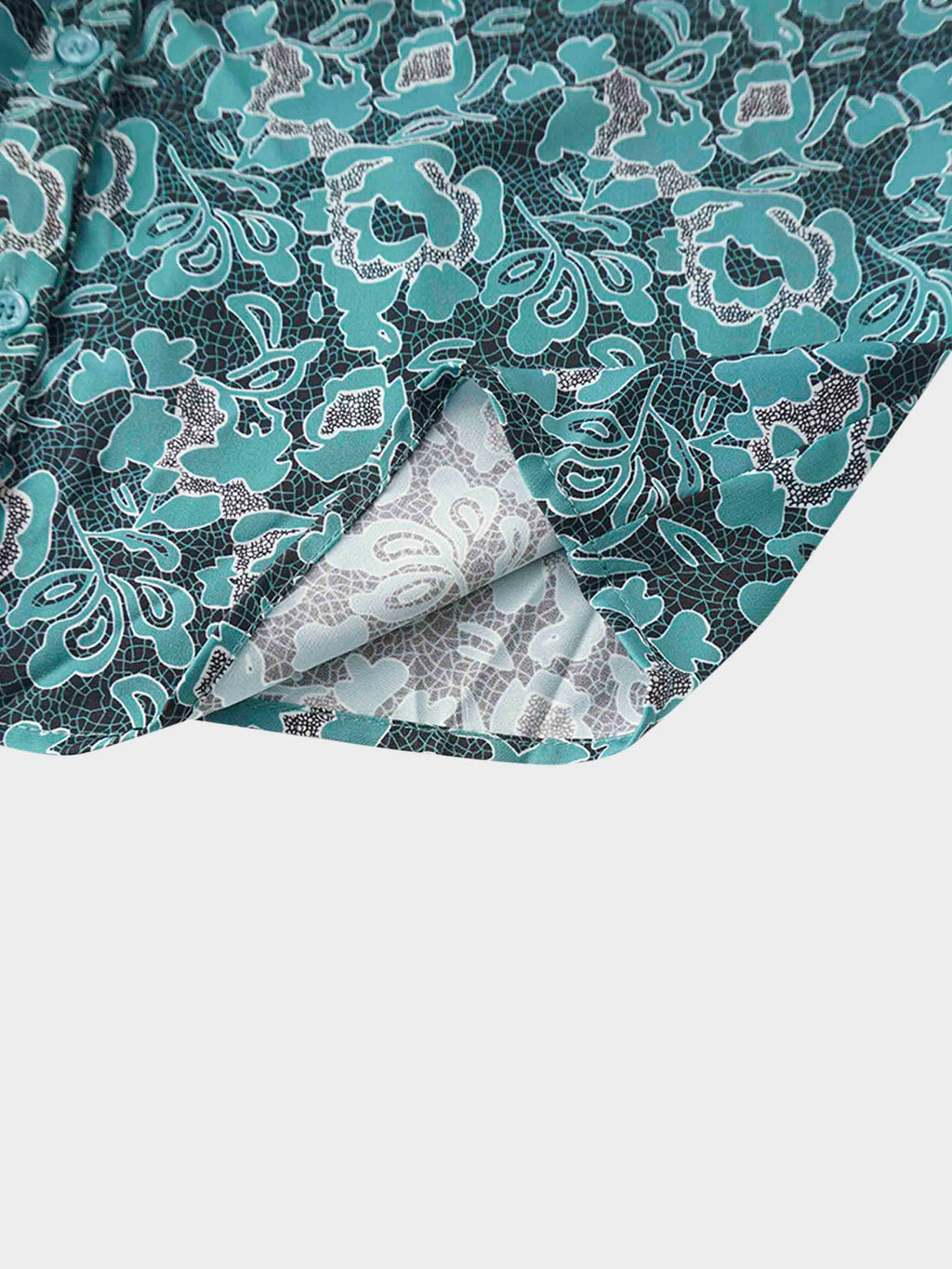 Front Shirred Shirtdress-Teal Floral