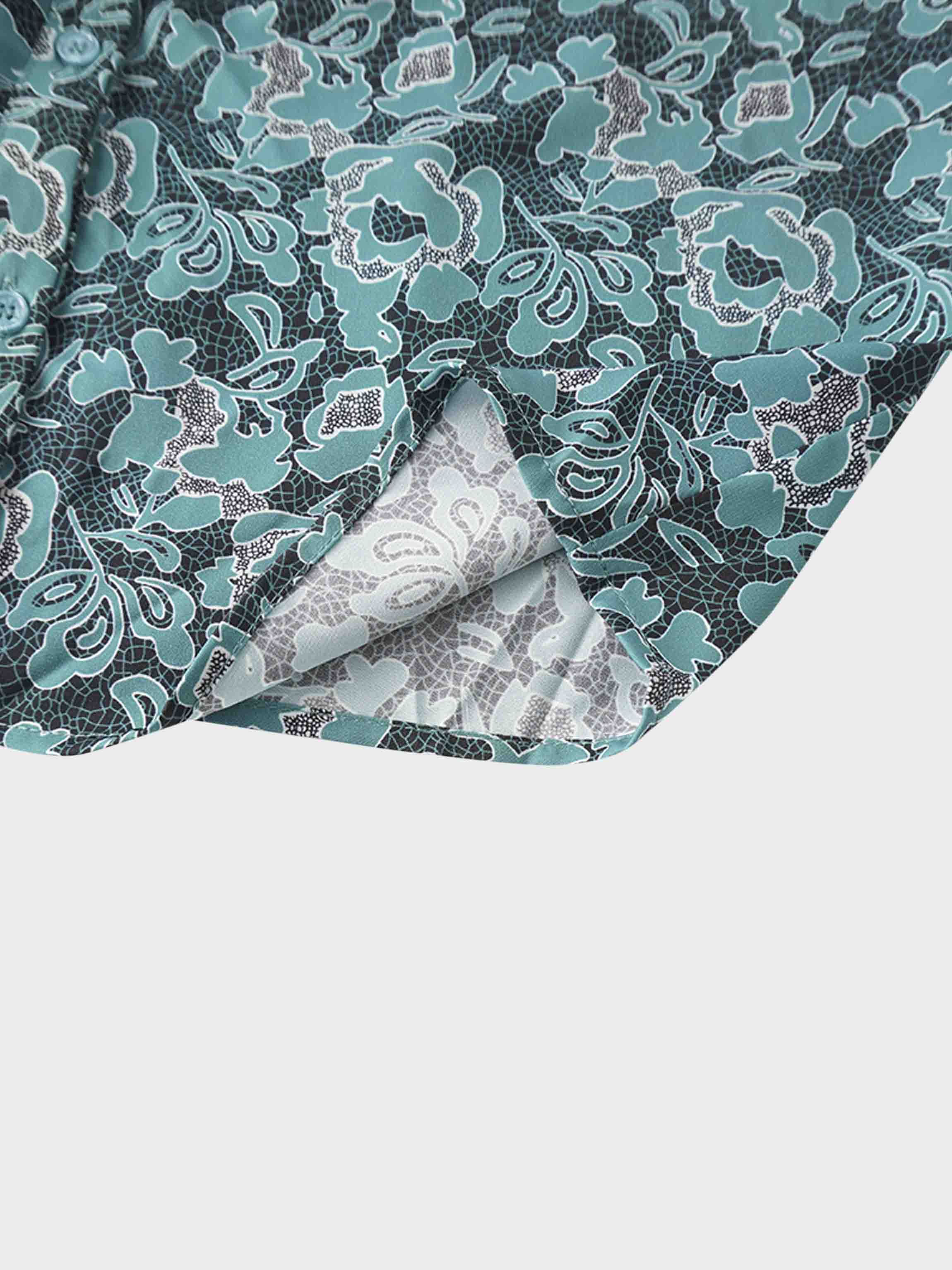 Front Shirred Shirtdress-Teal Floral