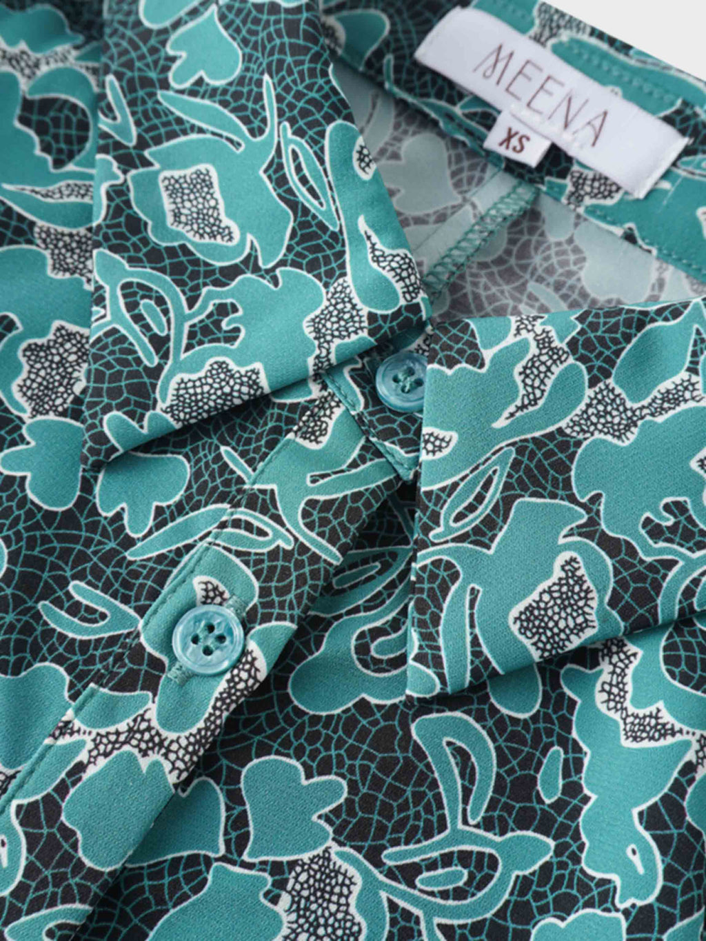 Front Shirred Shirtdress-Teal Floral