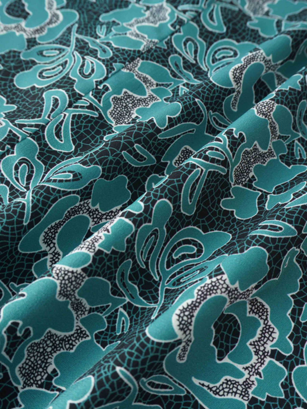 Front Shirred Shirtdress-Teal Floral