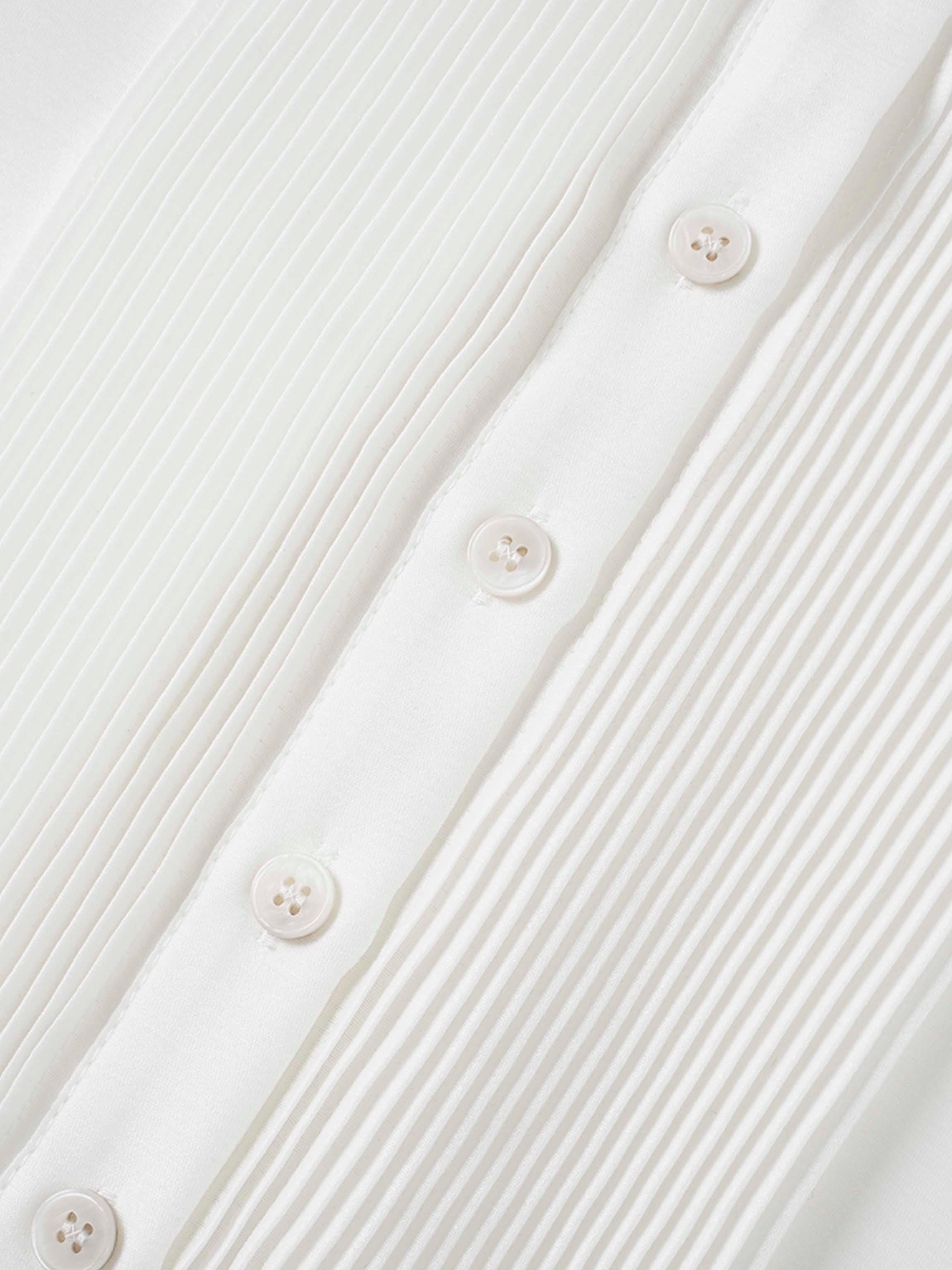 Pintuck Button Down Blouse-White