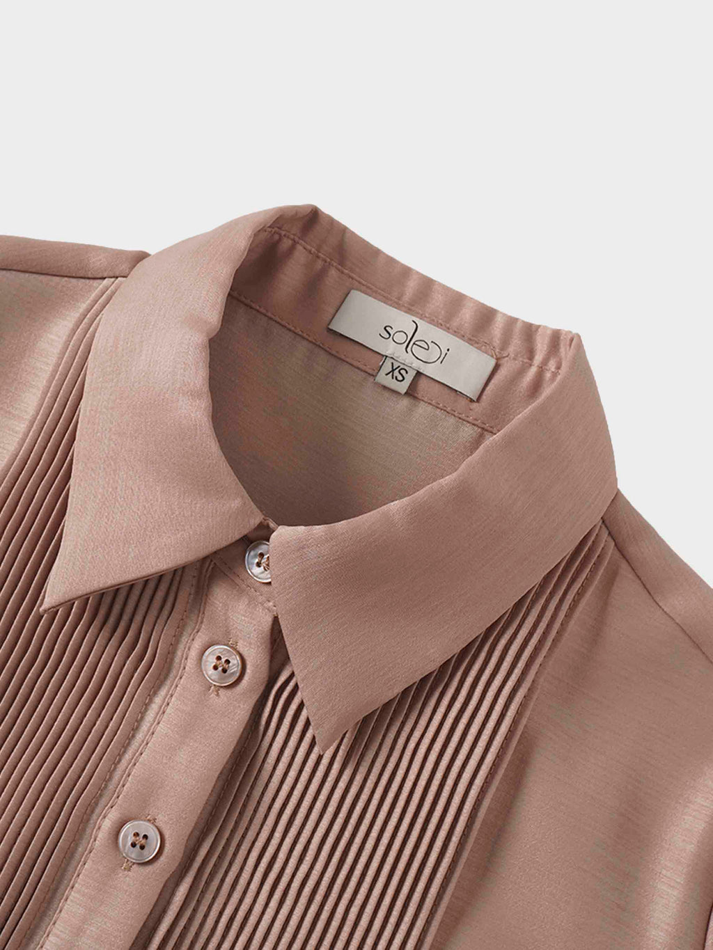 Pintuck Button Down Blouse-Champagne