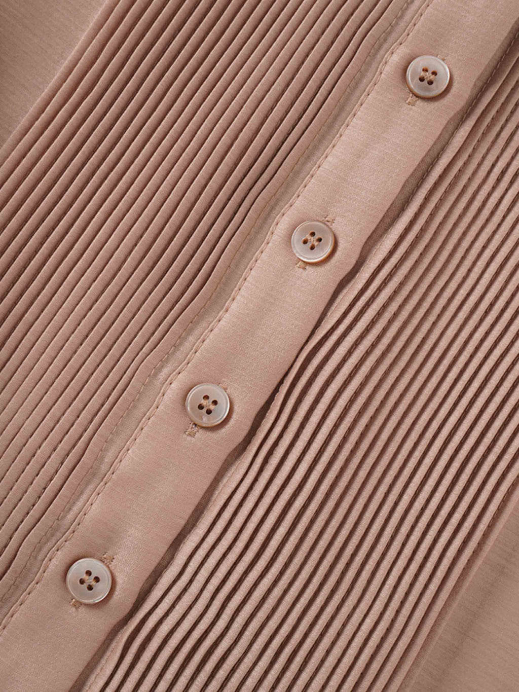 Pintuck Button Down Blouse-Champagne