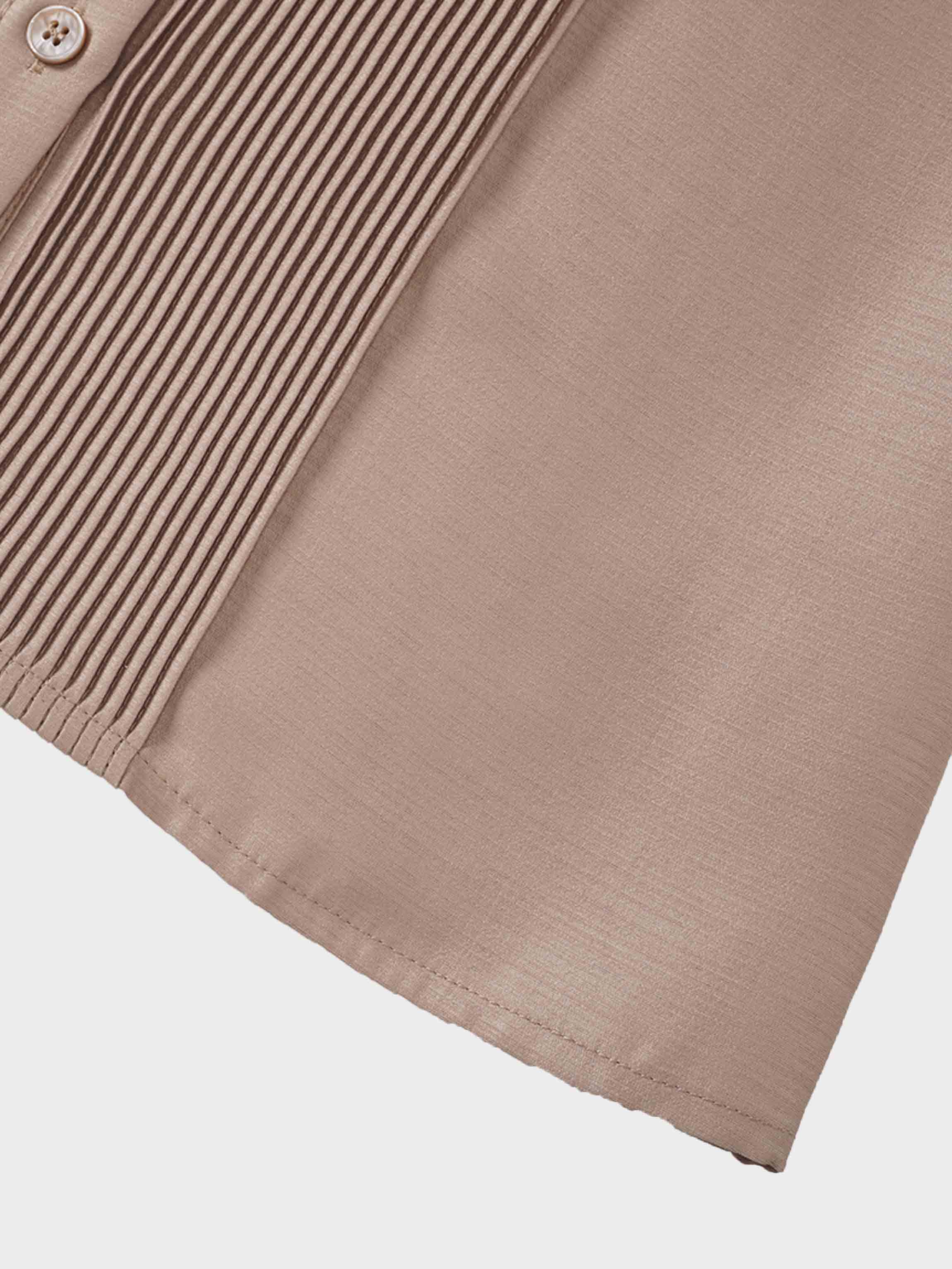 Pintuck Button Down Blouse-Champagne