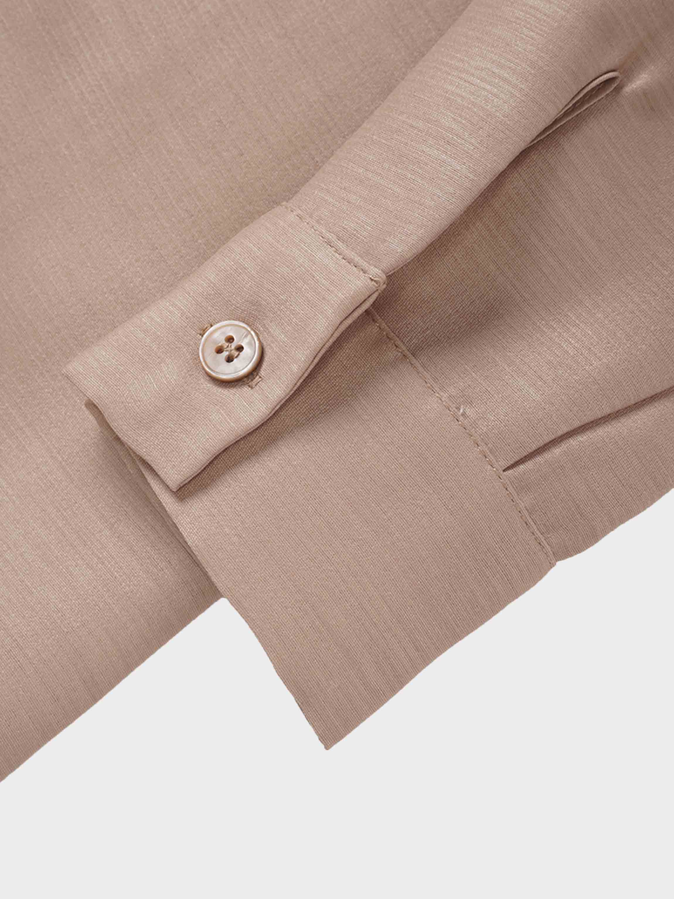 Pintuck Button Down Blouse-Champagne