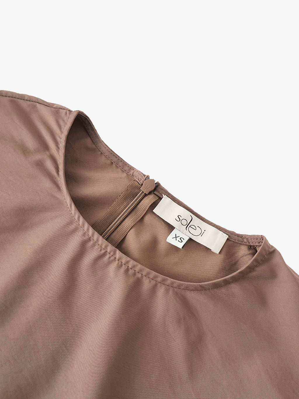 Bubble Sleeve Taffeta Top-Mocha Mousse