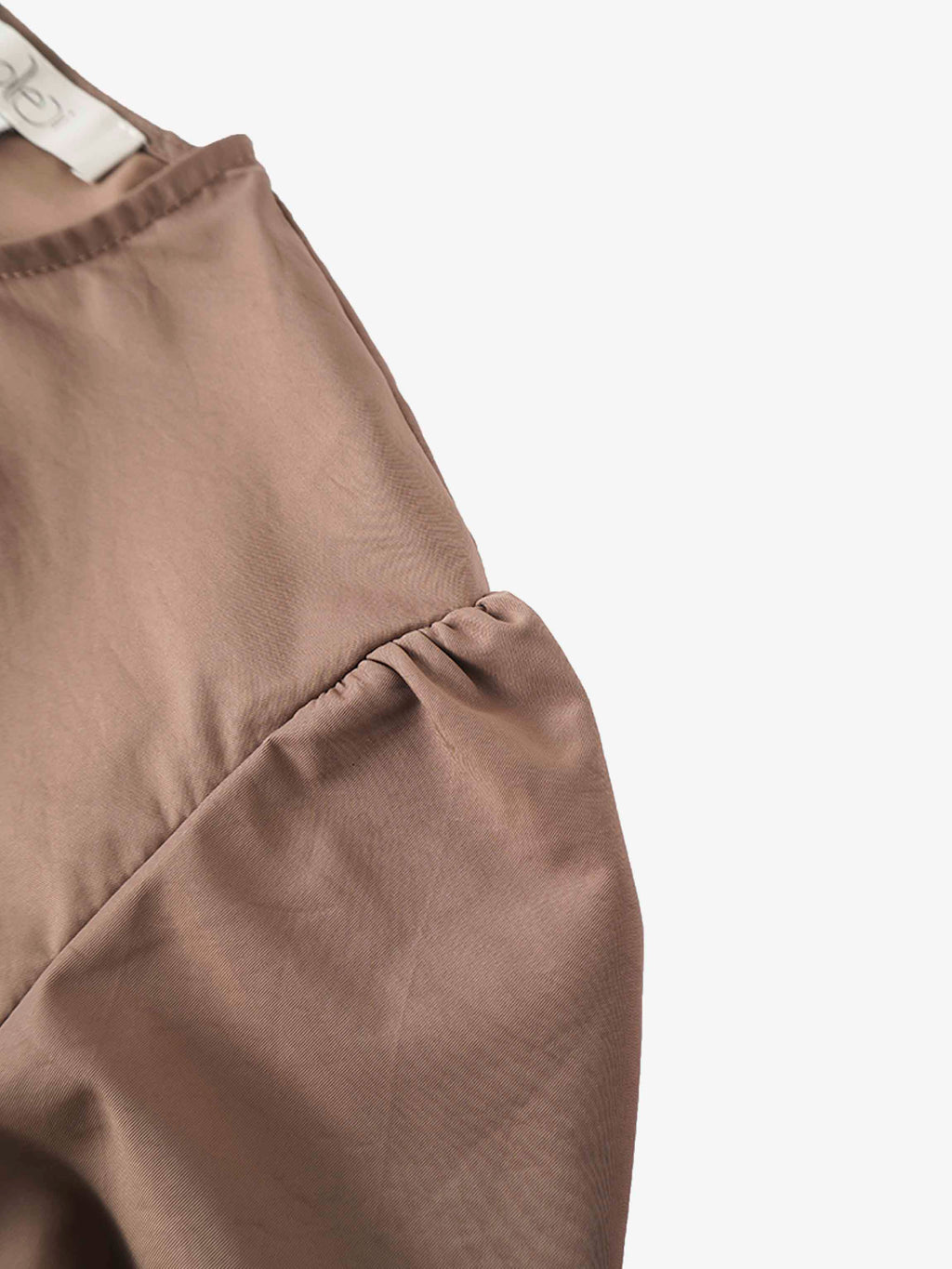 Bubble Sleeve Taffeta Top-Mocha Mousse