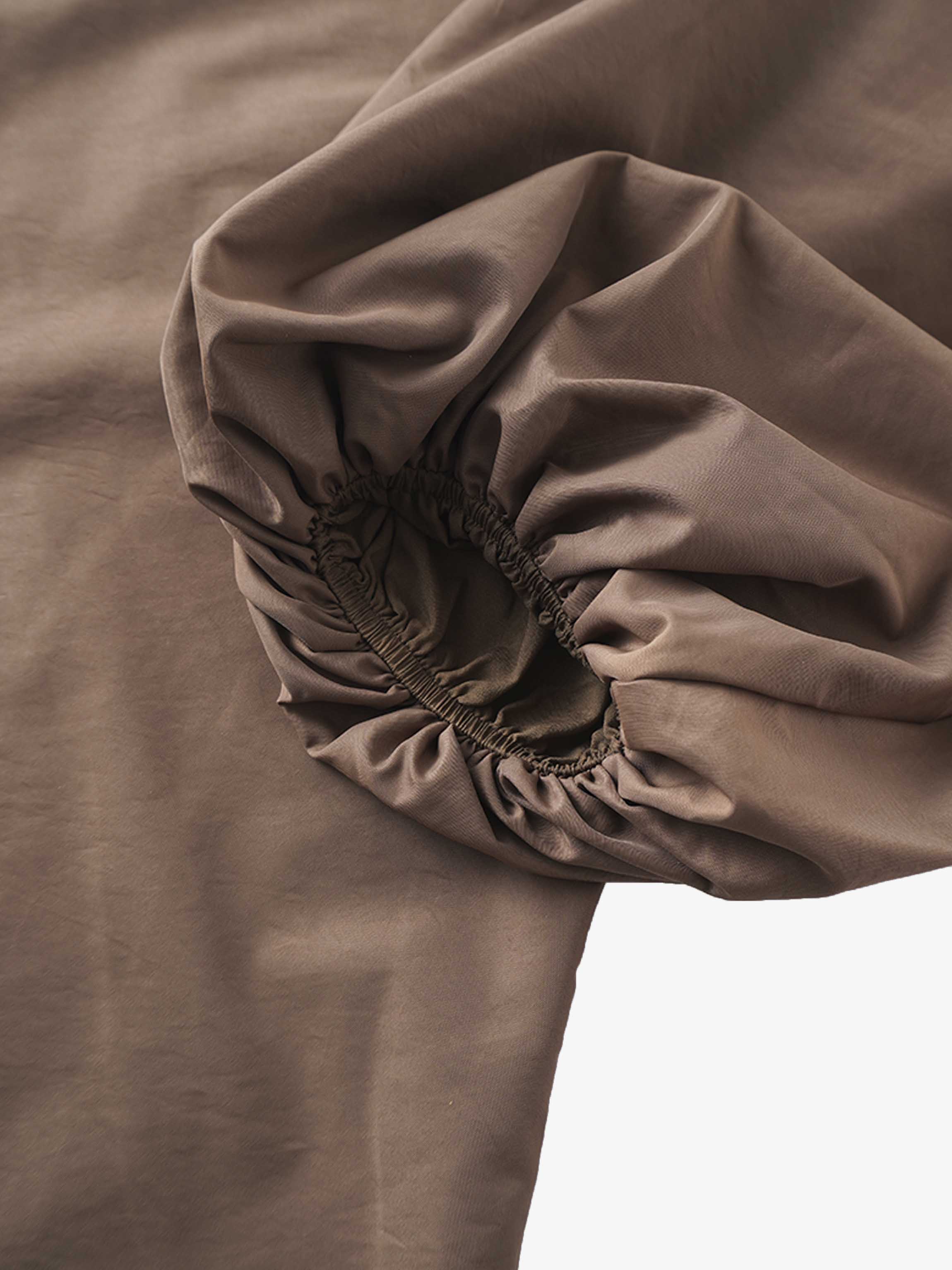 Bubble Sleeve Taffeta Top-Mocha Mousse