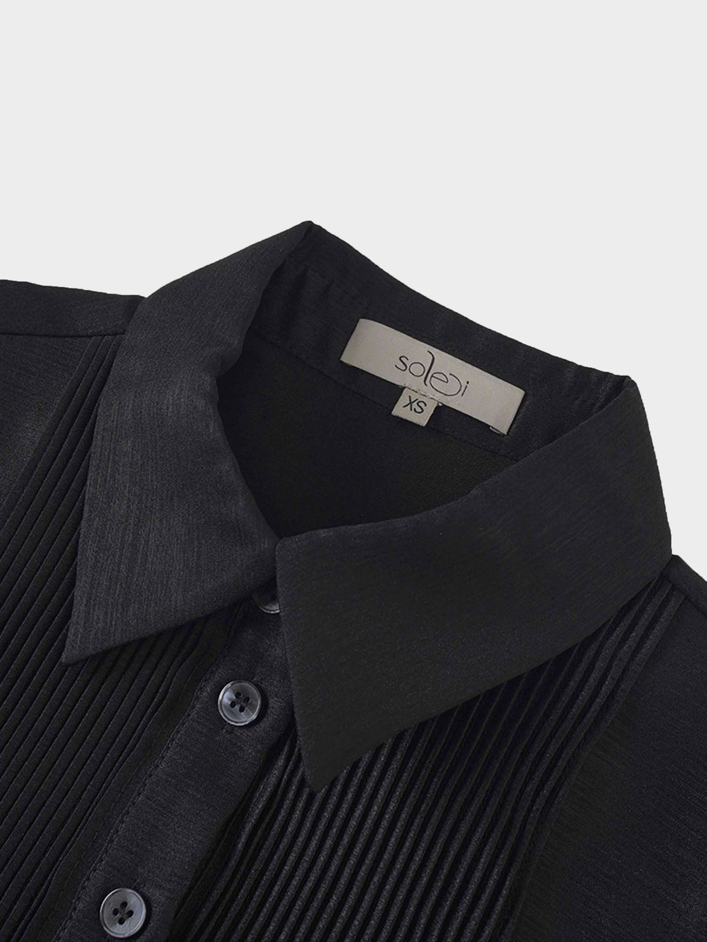 Pintuck Button Down Blouse-Black