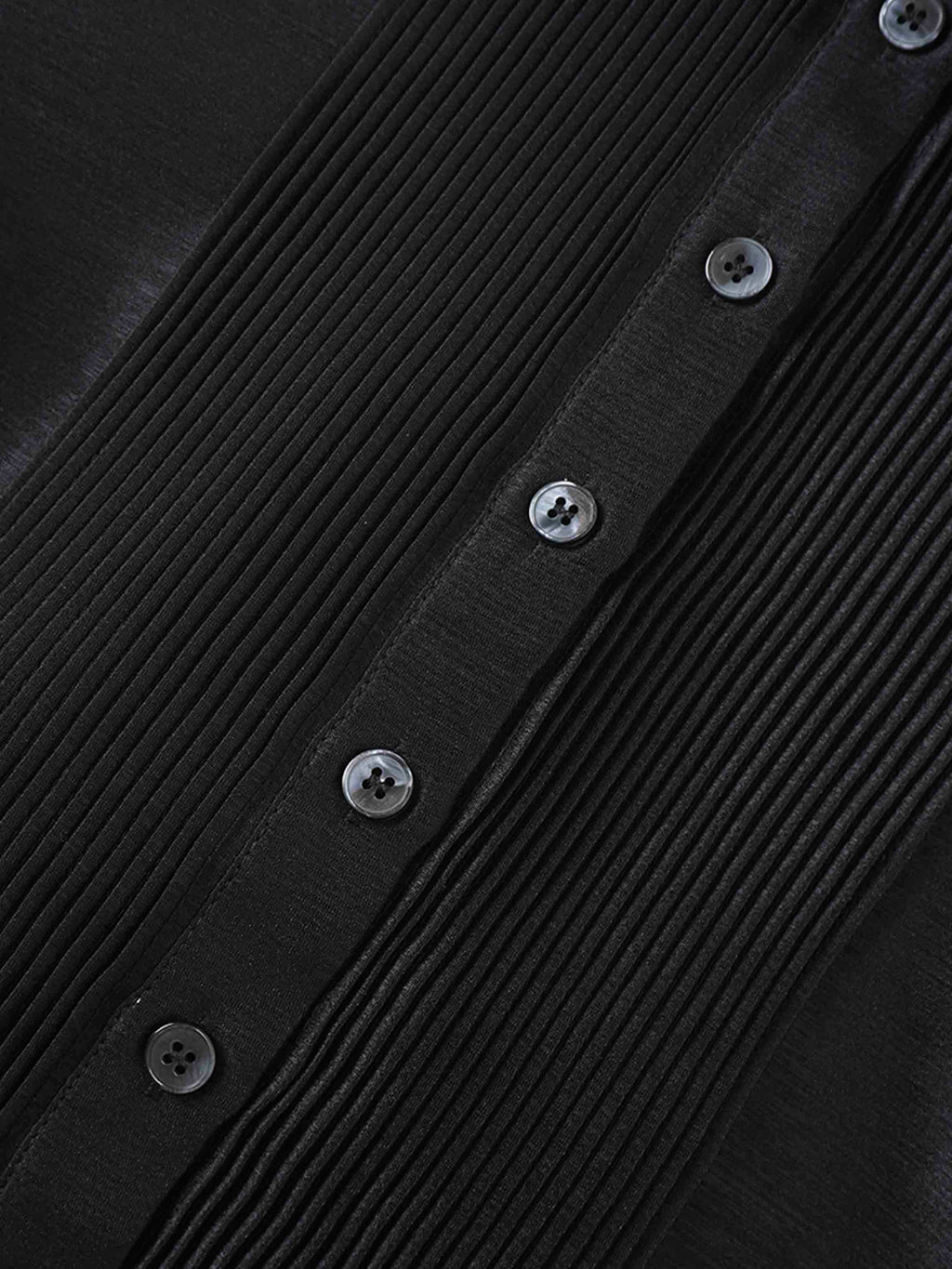 Pintuck Button Down Blouse-Black