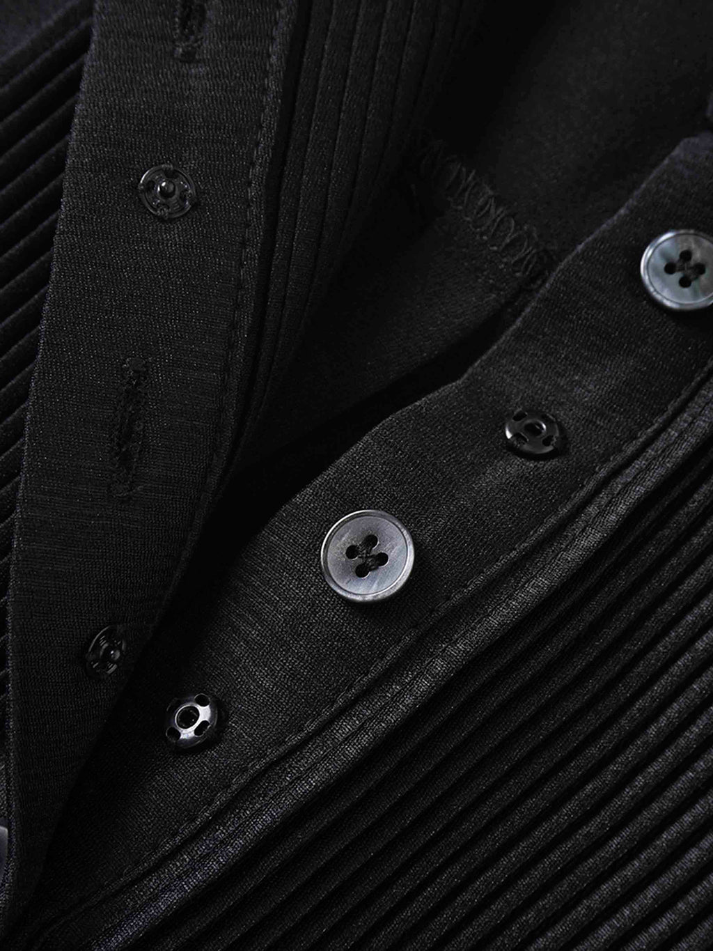 Pintuck Button Down Blouse-Black