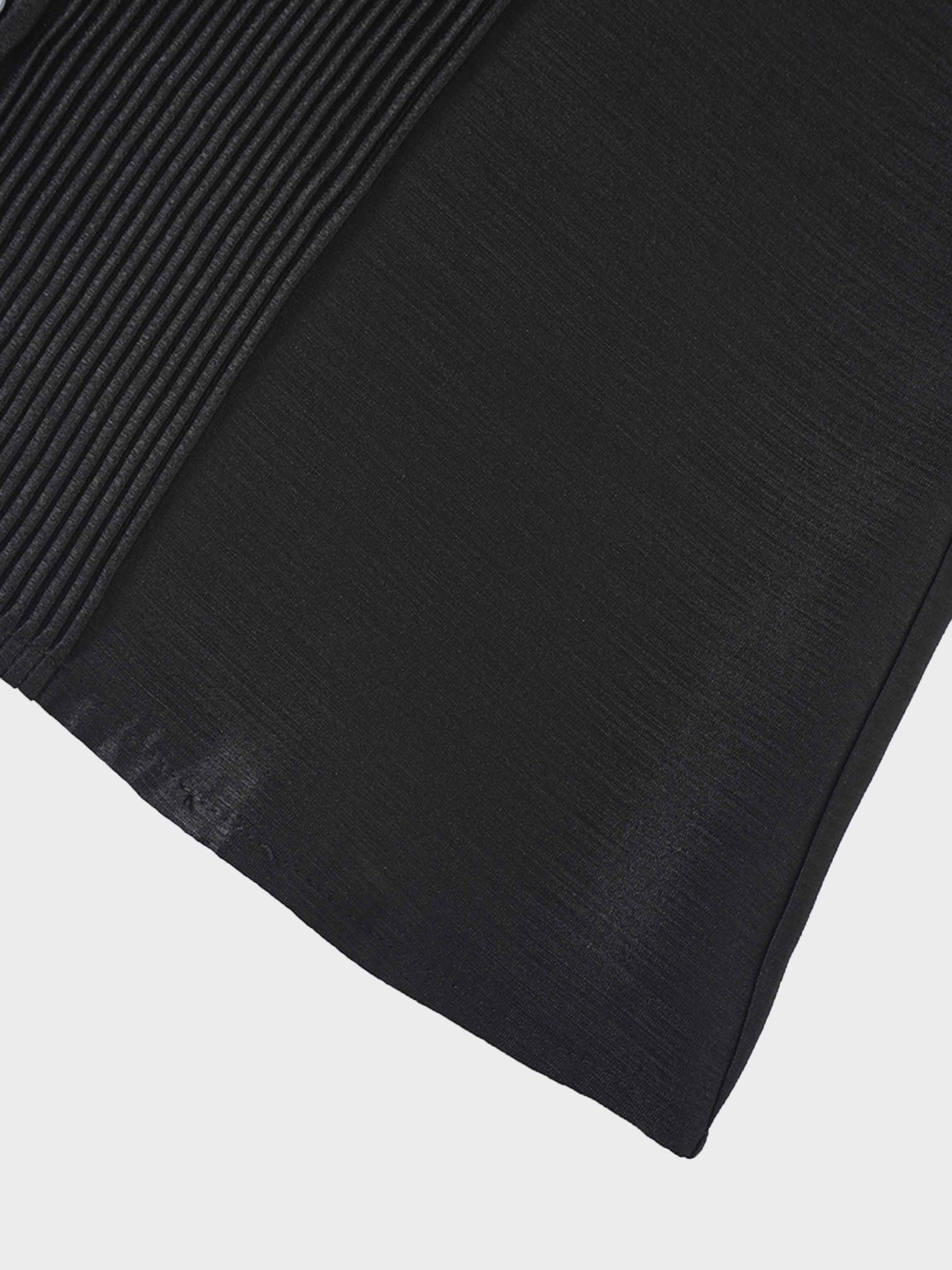 Pintuck Button Down Blouse-Black