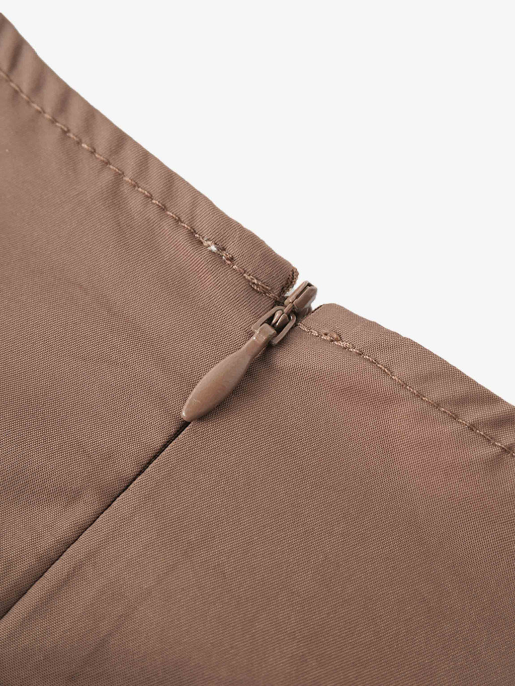 Bubble Sleeve Taffeta Top-Mocha Mousse