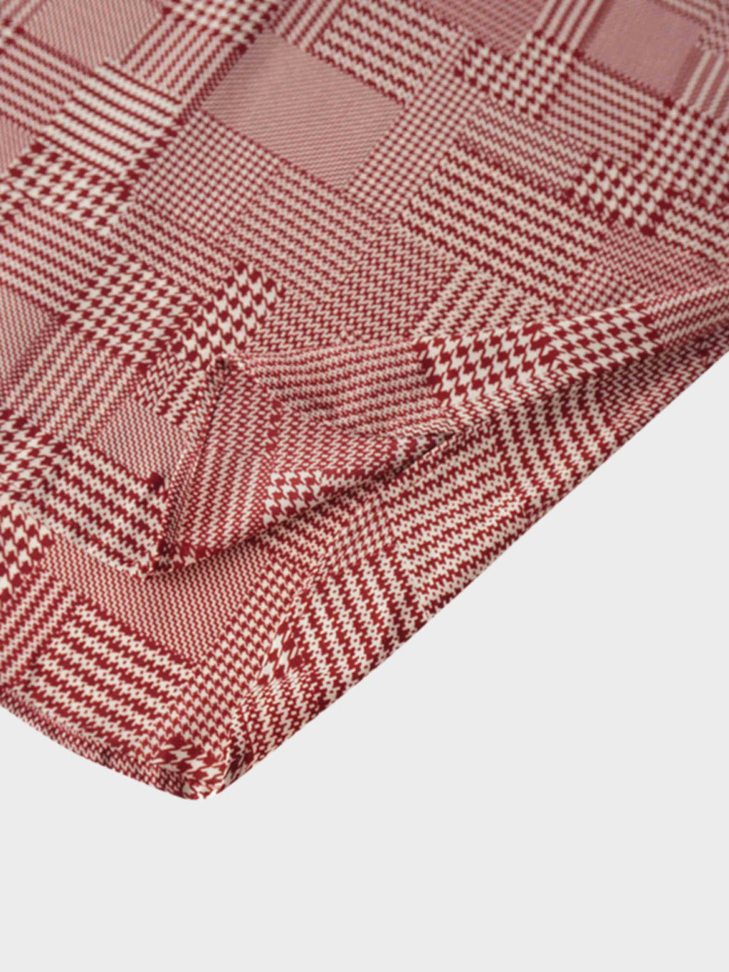 Houndstooth Blouson Sleeve Blouse-Burgundy