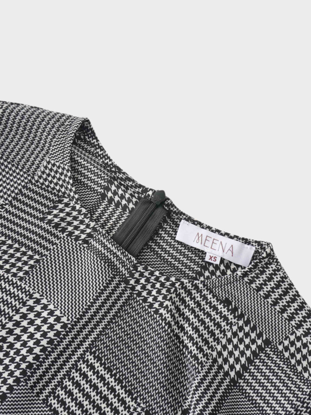 Houndstooth Blouson Sleeve Blouse-Black