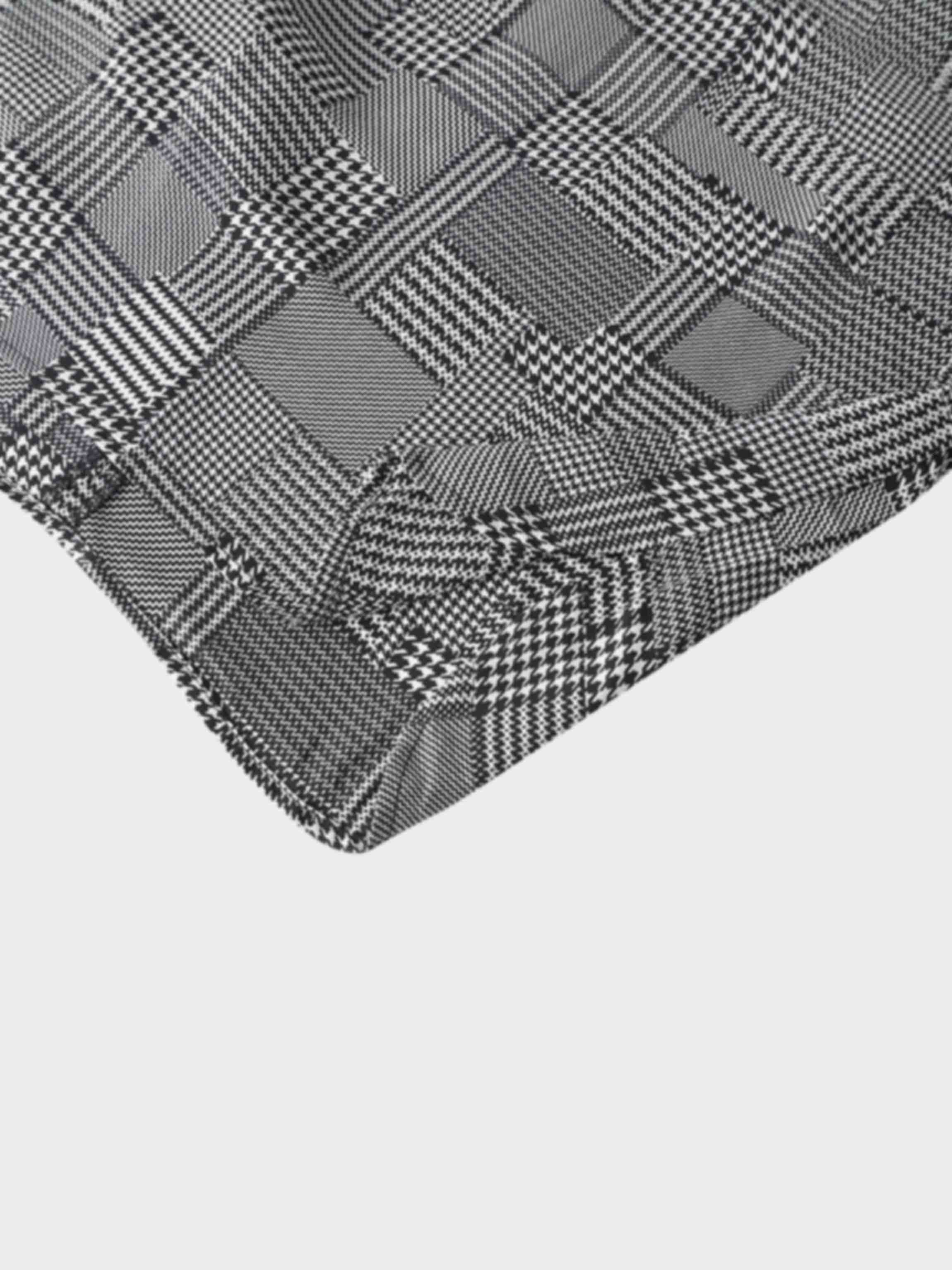 Houndstooth Blouson Sleeve Blouse-Black