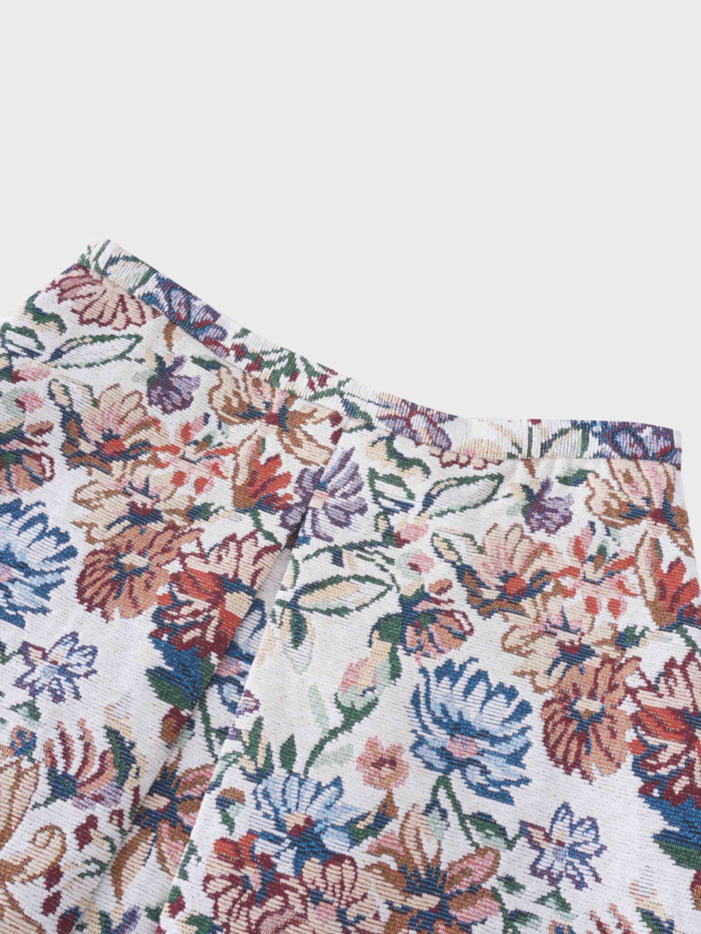 Brocade Midi Skirt-Cream Floral