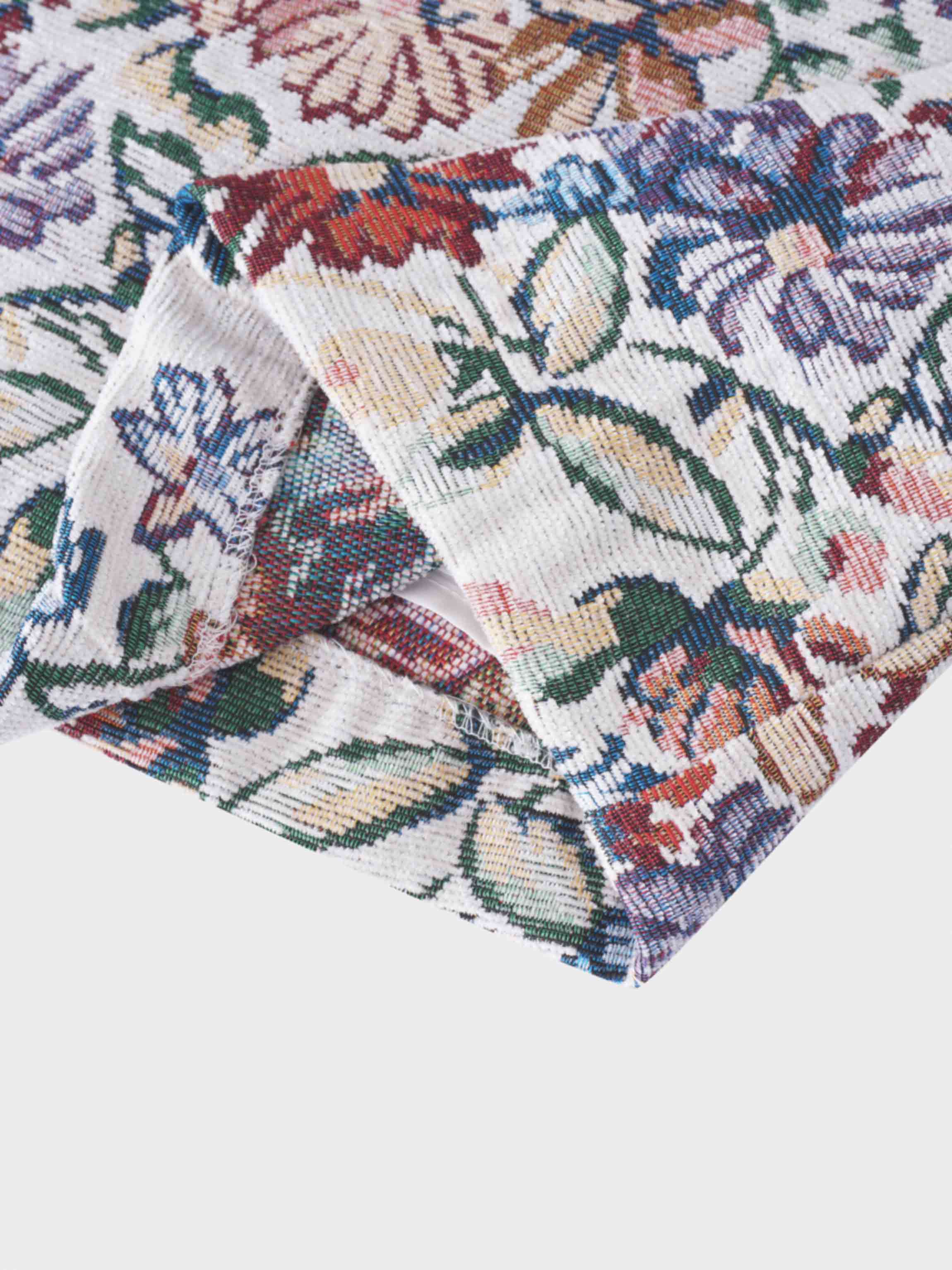 Brocade Midi Skirt-Cream Floral