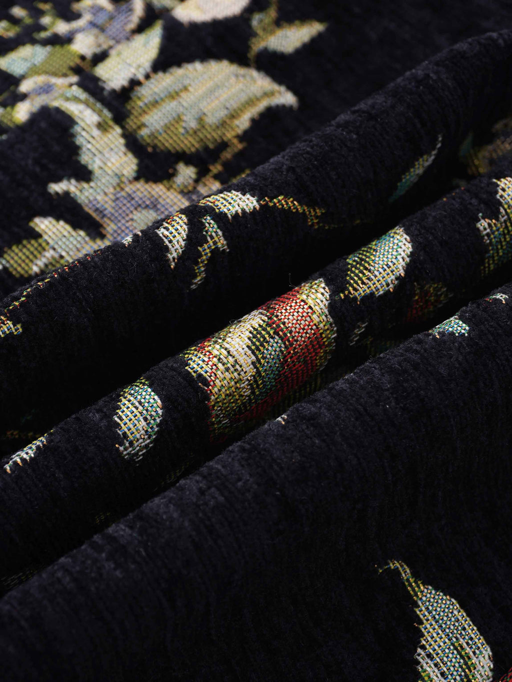 Brocade Midi Skirt-Black Floral