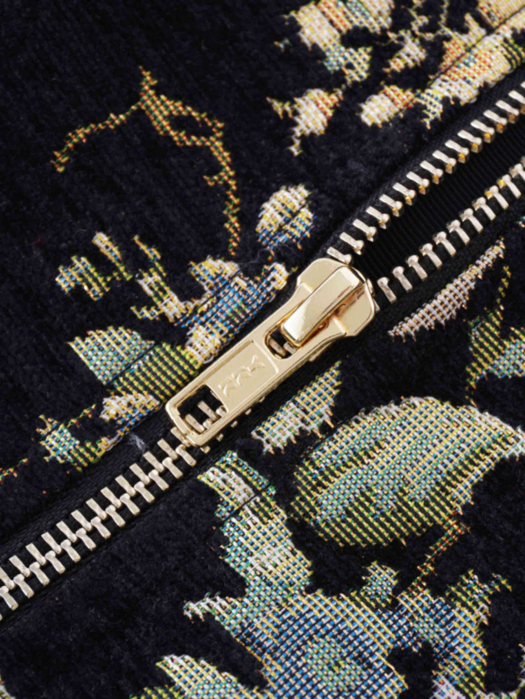 Brocade Midi Skirt-Black Floral