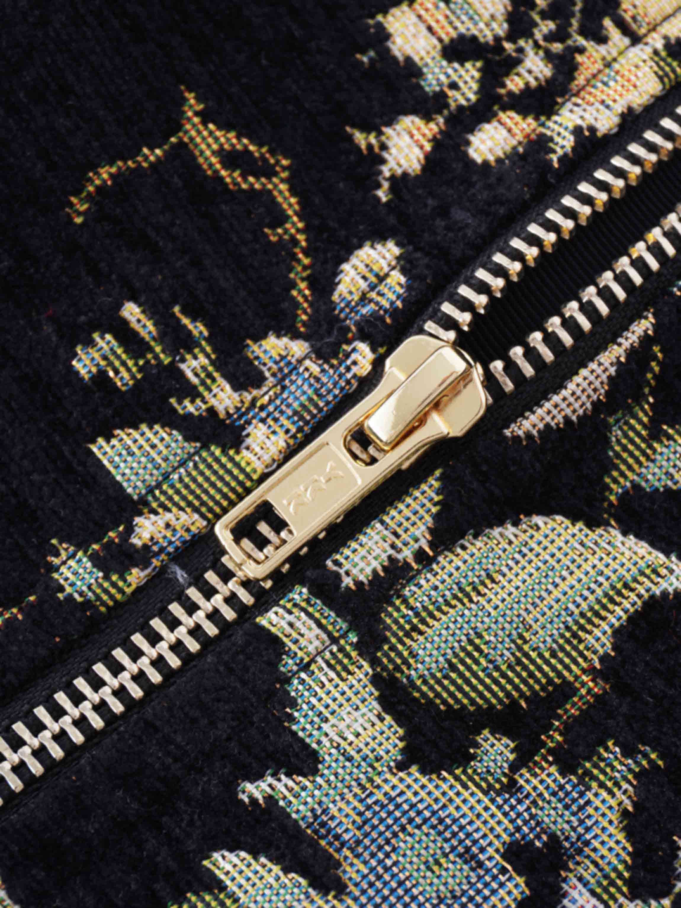 Brocade Midi Skirt-Black Floral