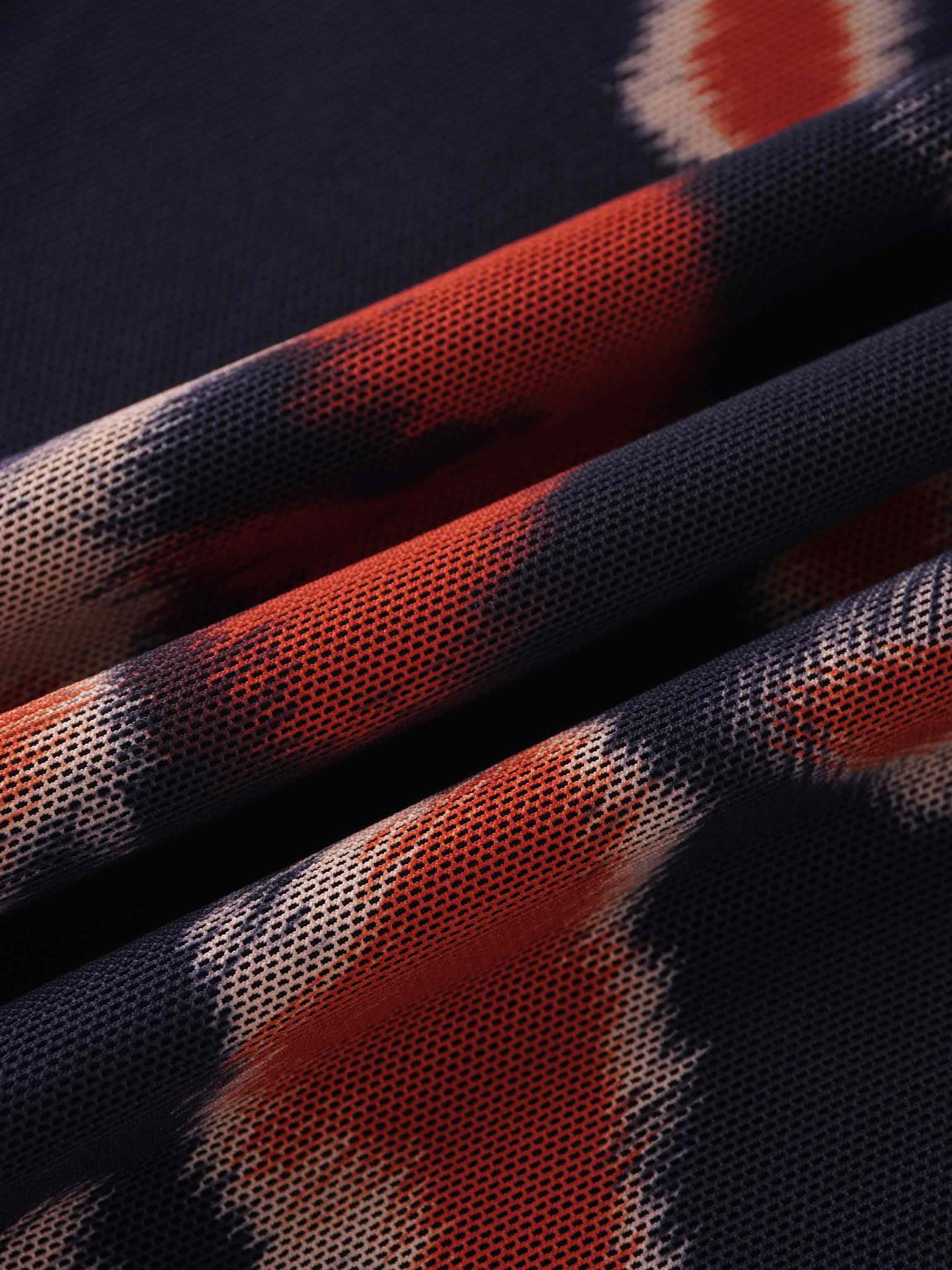 Printed Mesh Turtleneck-Marigold