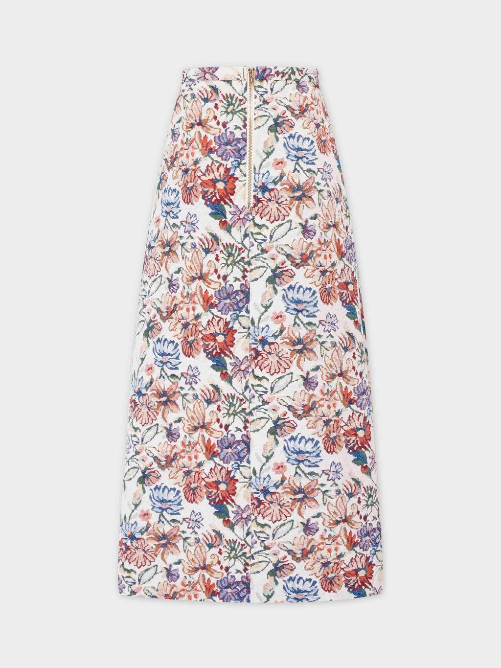 Brocade Midi Skirt-Cream Floral