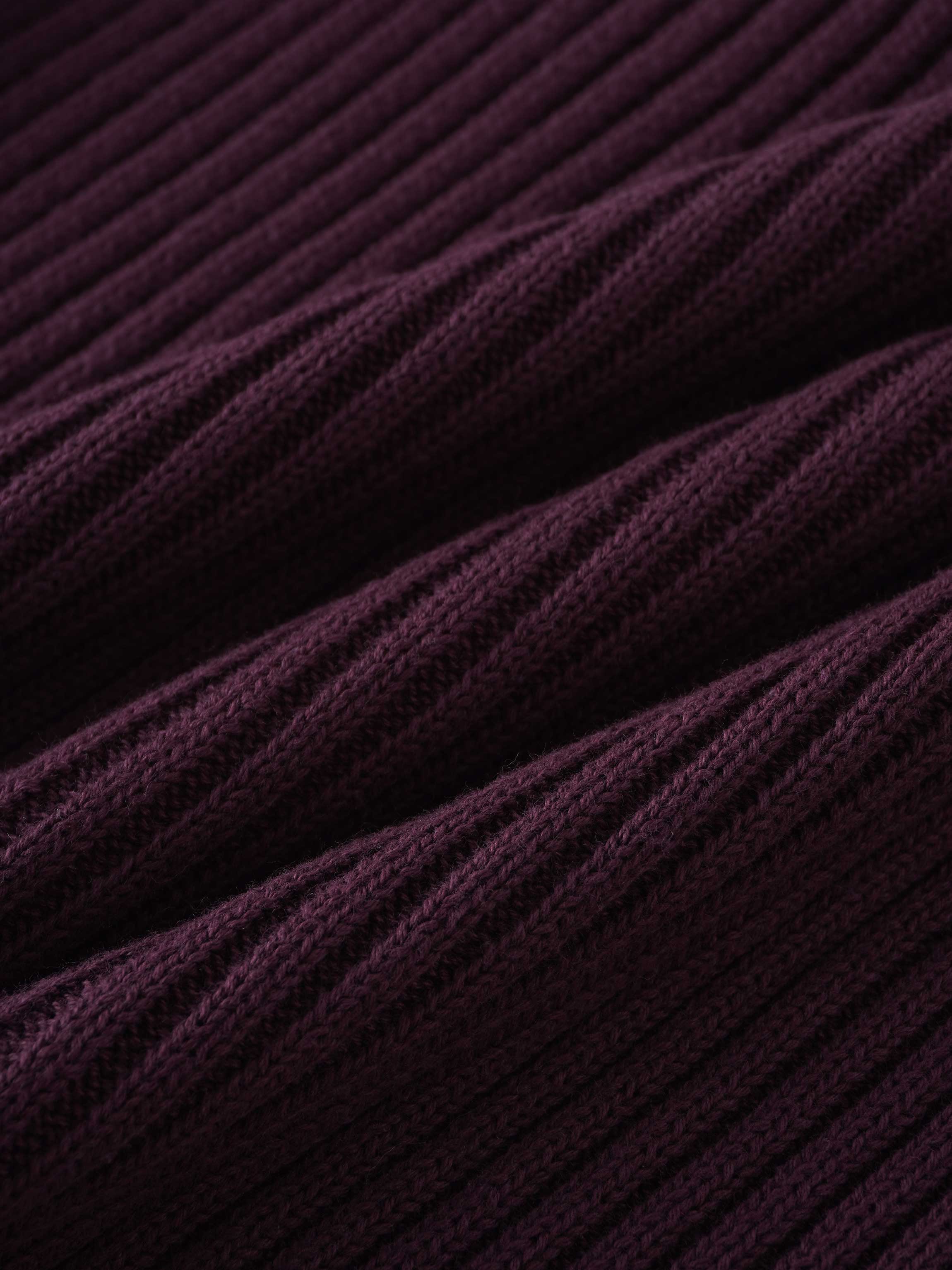 V Bottom Crop Sweater-Burgundy