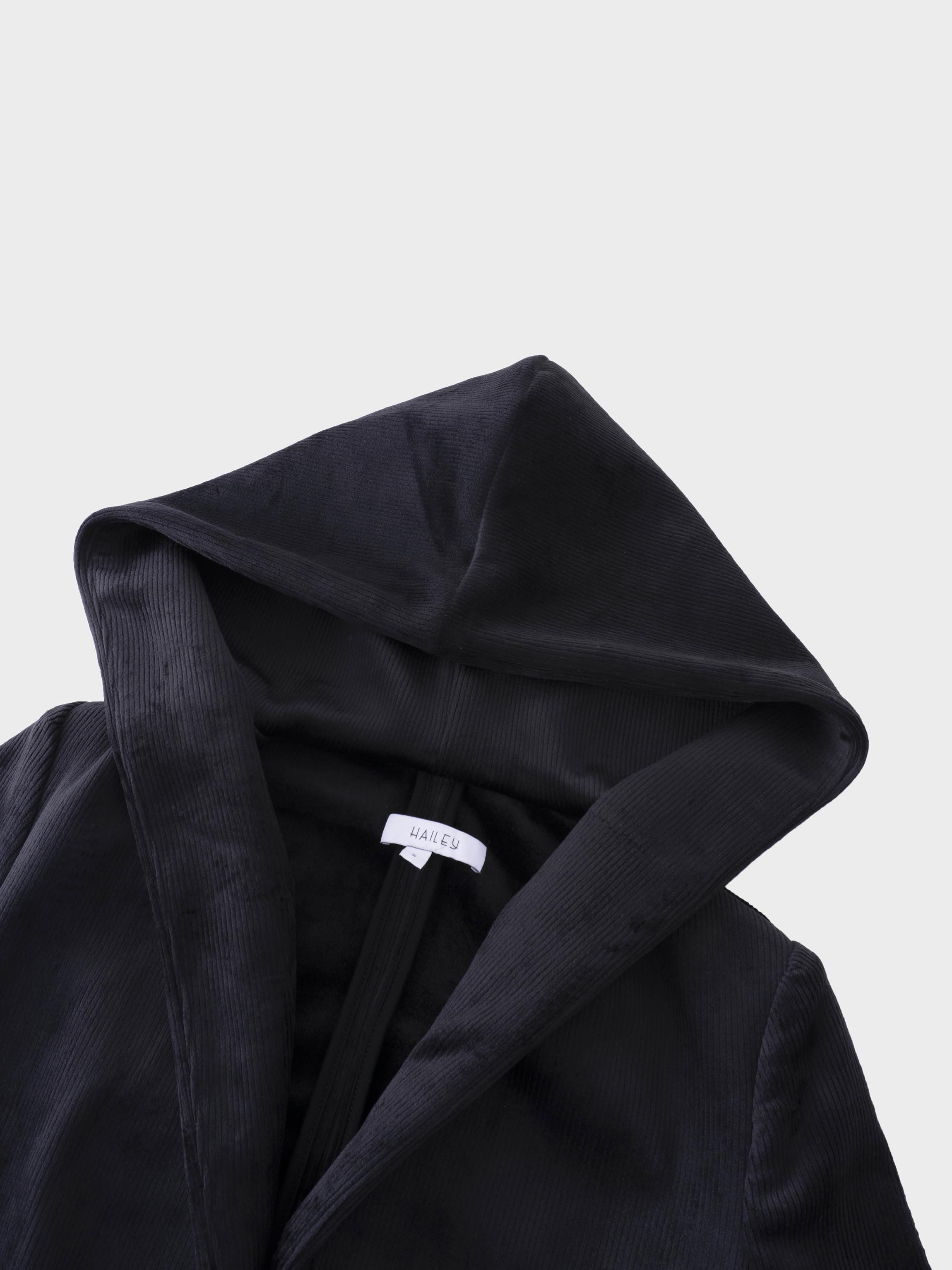 Velour Ribbed Blazer-Black