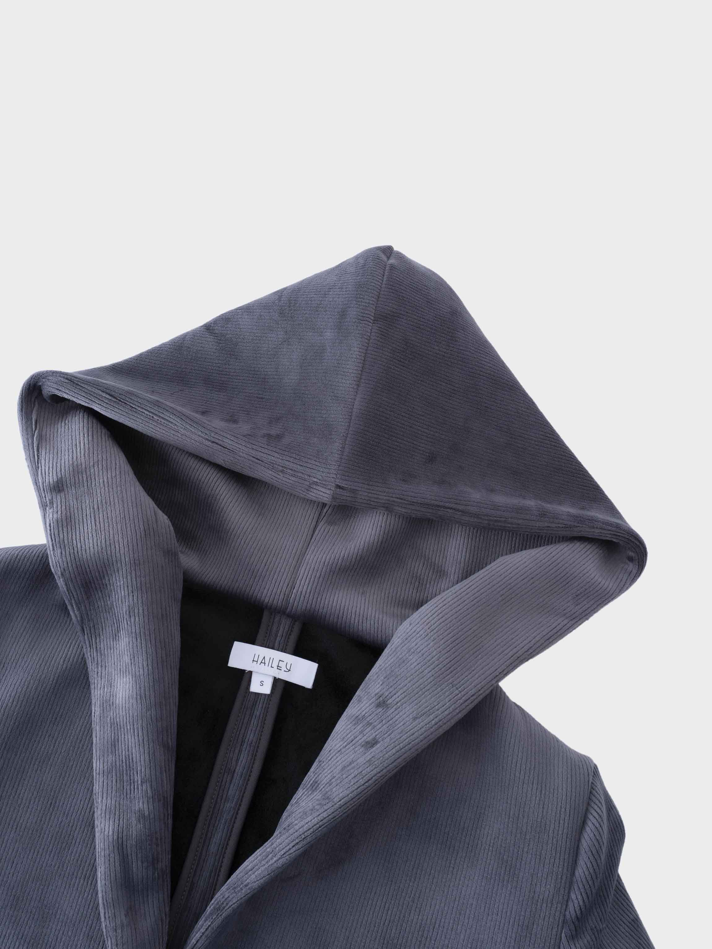 Velour Ribbed Blazer-Grey