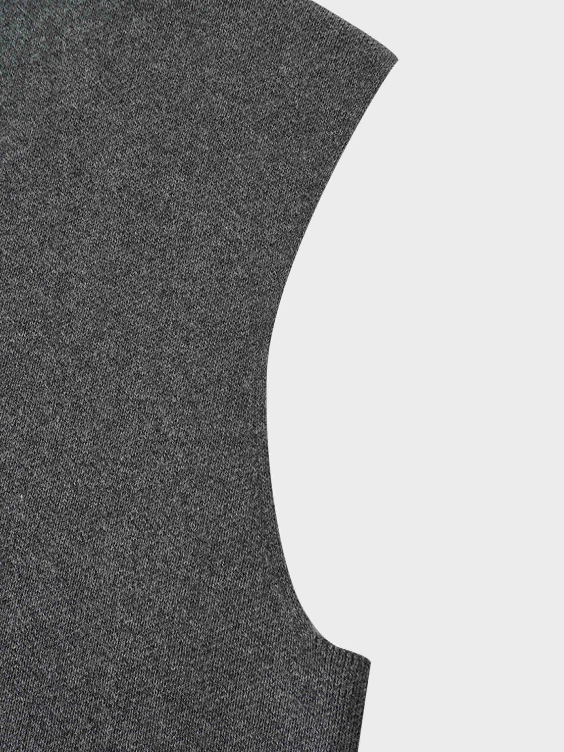 Side Tab Knit Vest-Heathered Grey