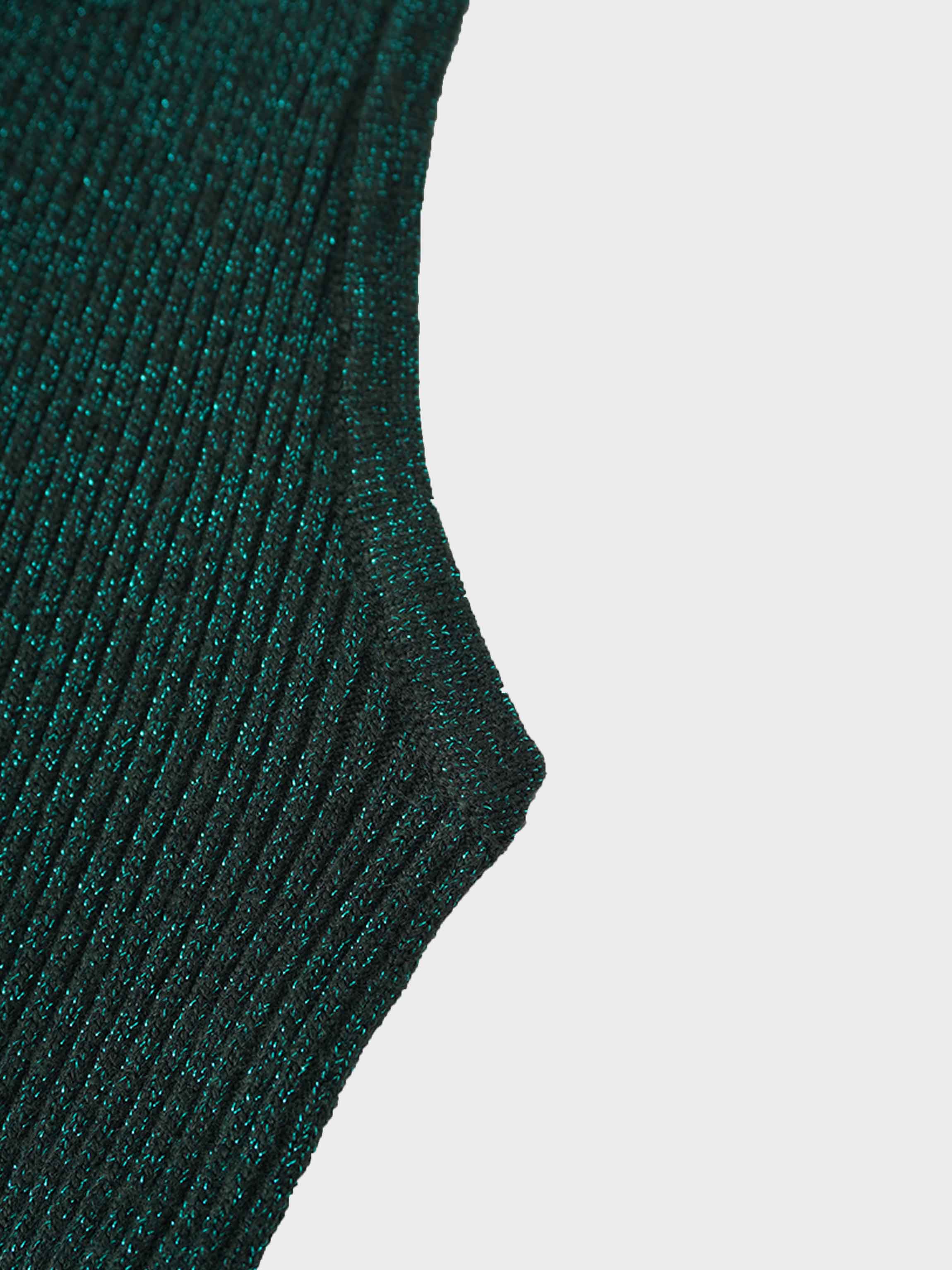 Lurex Sleeveless Sweater-Hunter Green