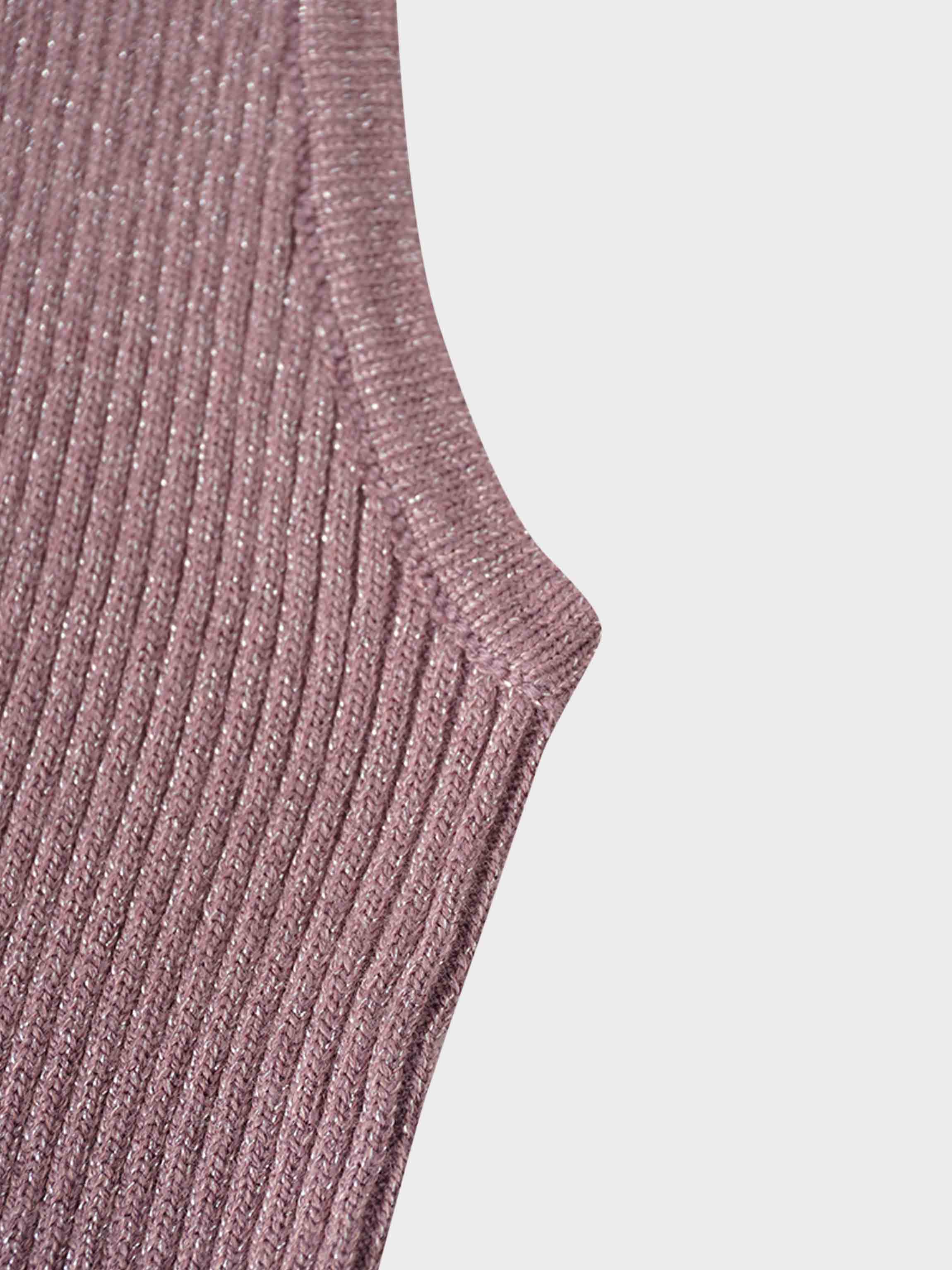 Lurex Sleeveless Sweater-Mauve