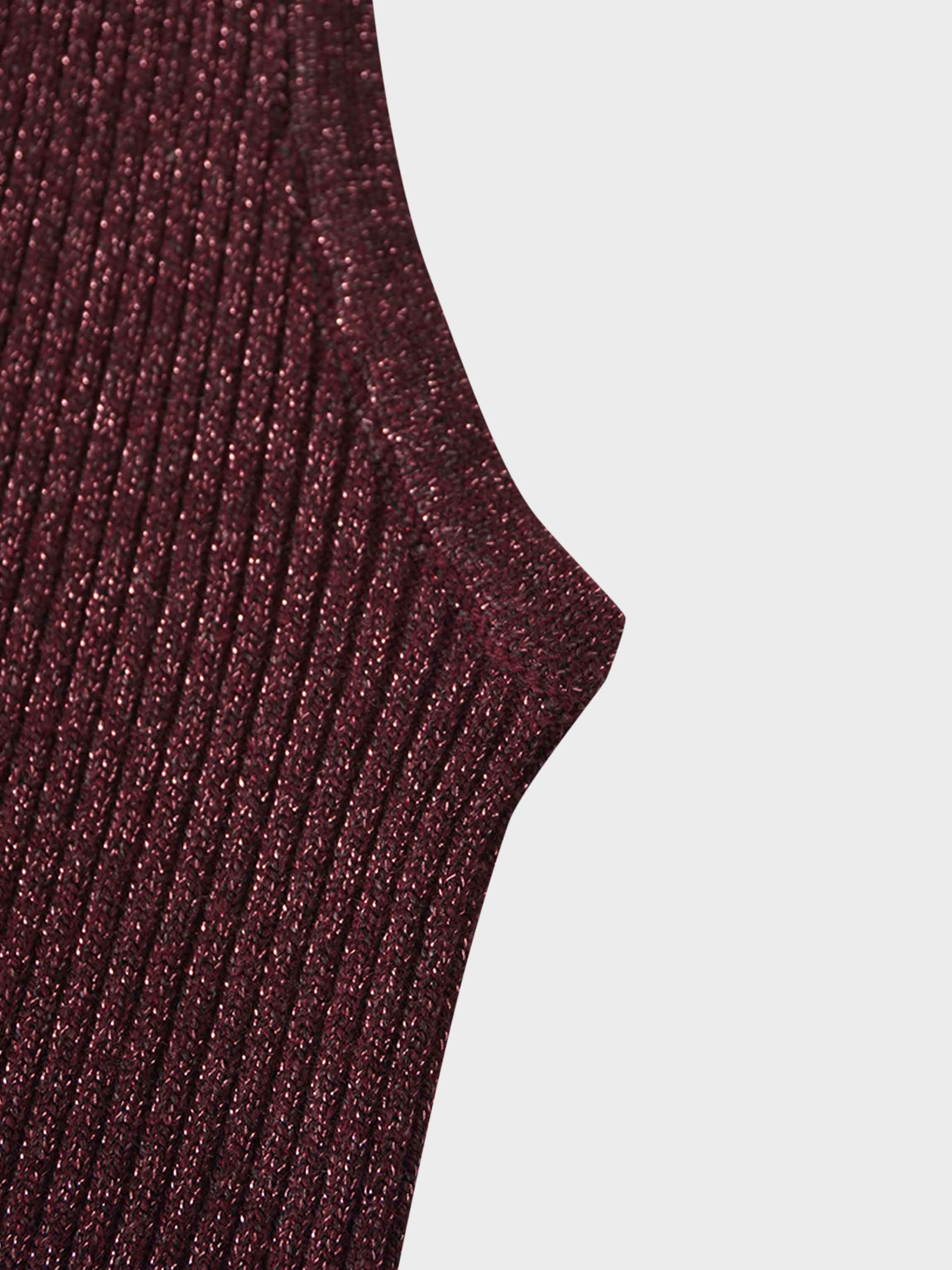 Lurex Sleeveless Sweater-Heathered Burgundy