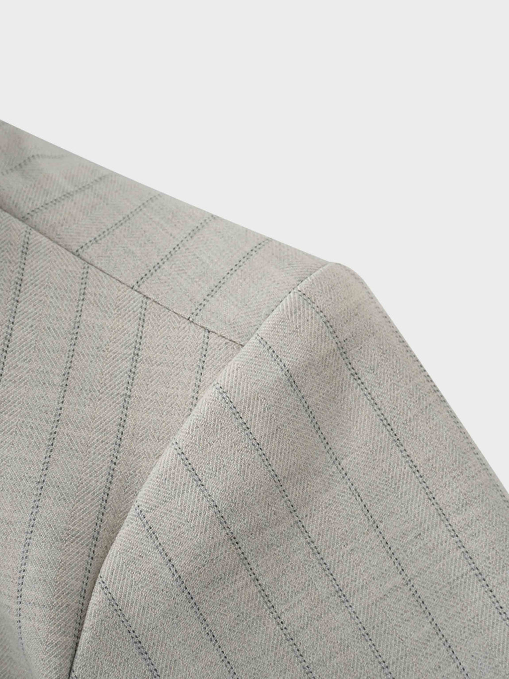 Double Breasted Pinstripe Cardigan-Heathered Grey