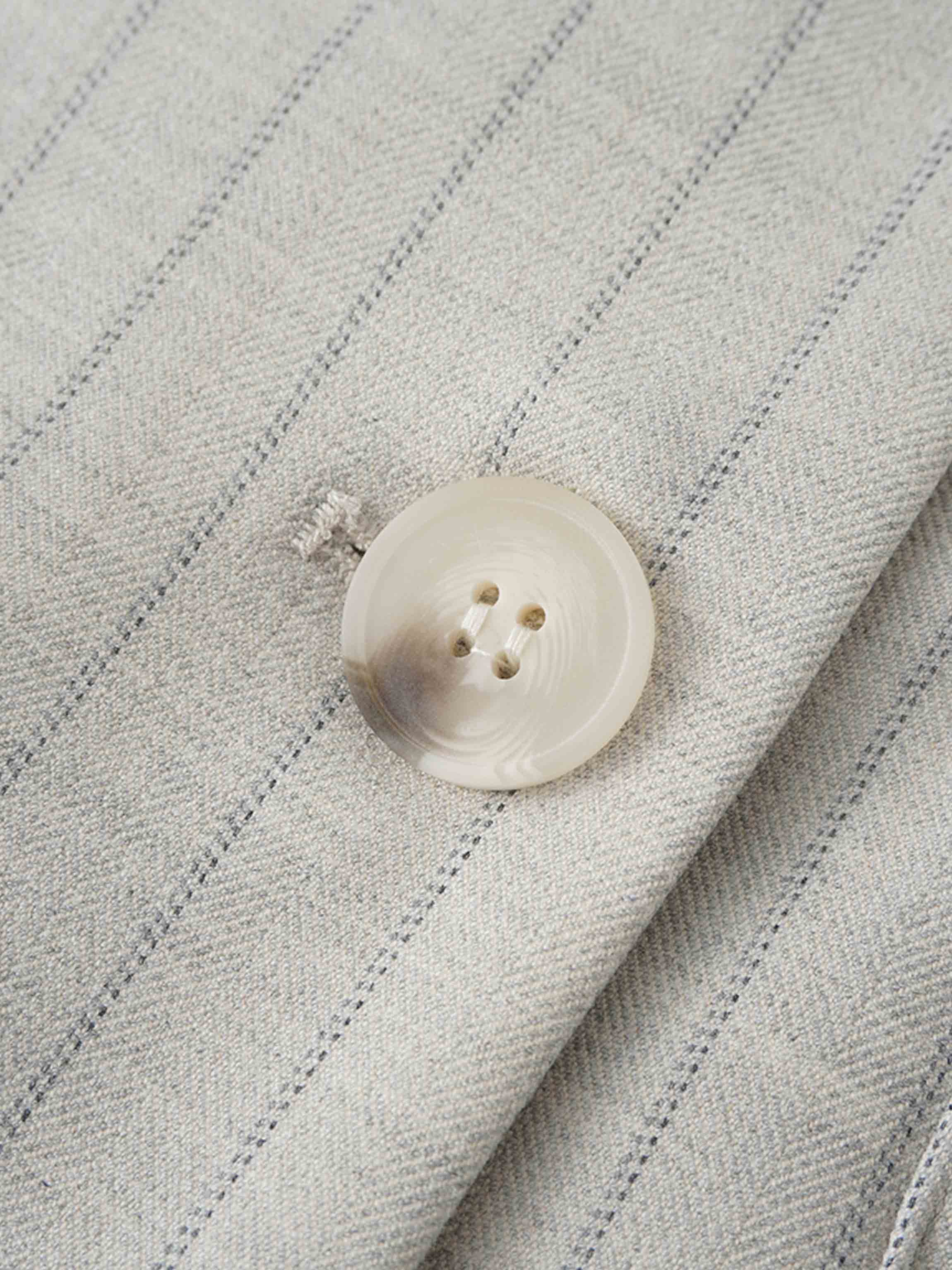 Double Breasted Pinstripe Cardigan-Heathered Grey