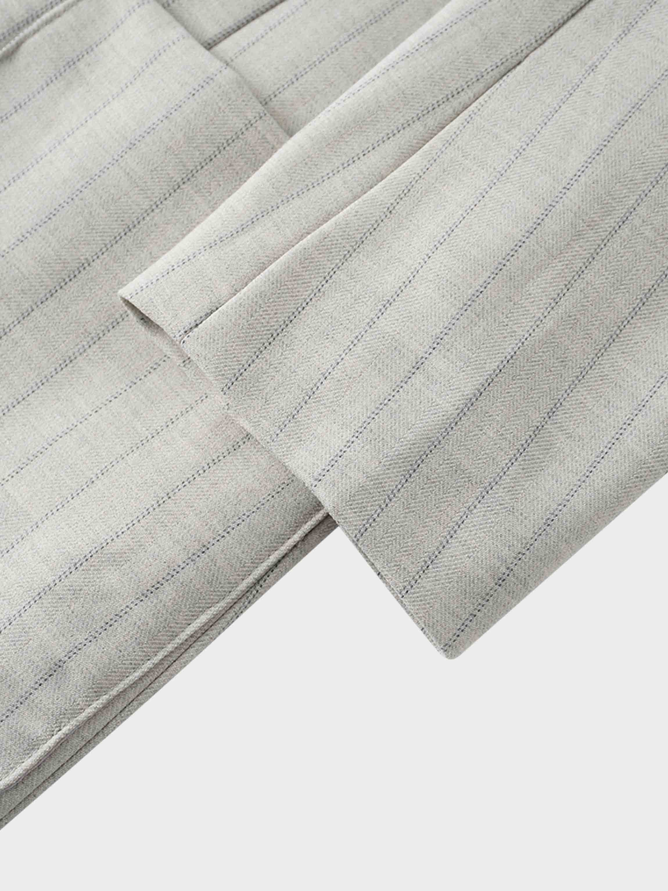 Double Breasted Pinstripe Cardigan-Heathered Grey