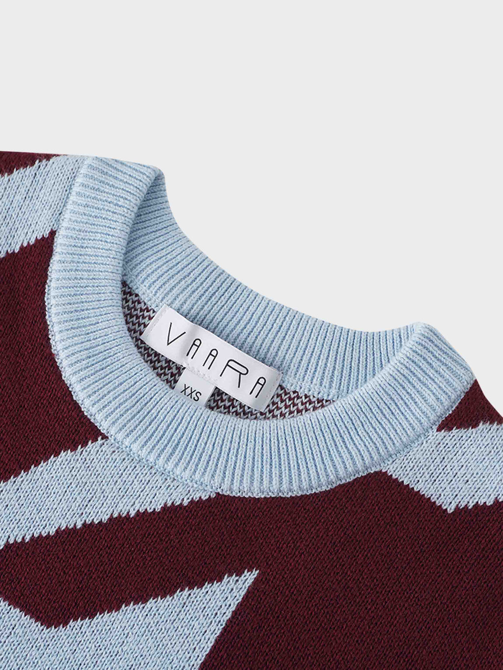 Oversized Houndstooth Sweater-Light Blue/Burgundy
