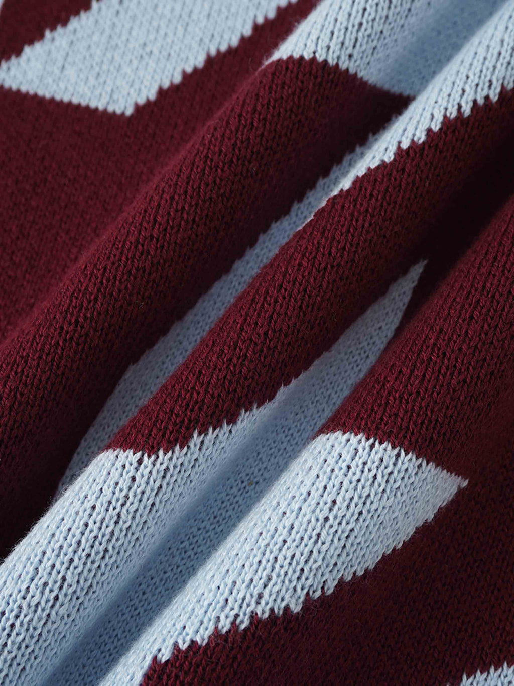 Oversized Houndstooth Sweater-Light Blue/Burgundy