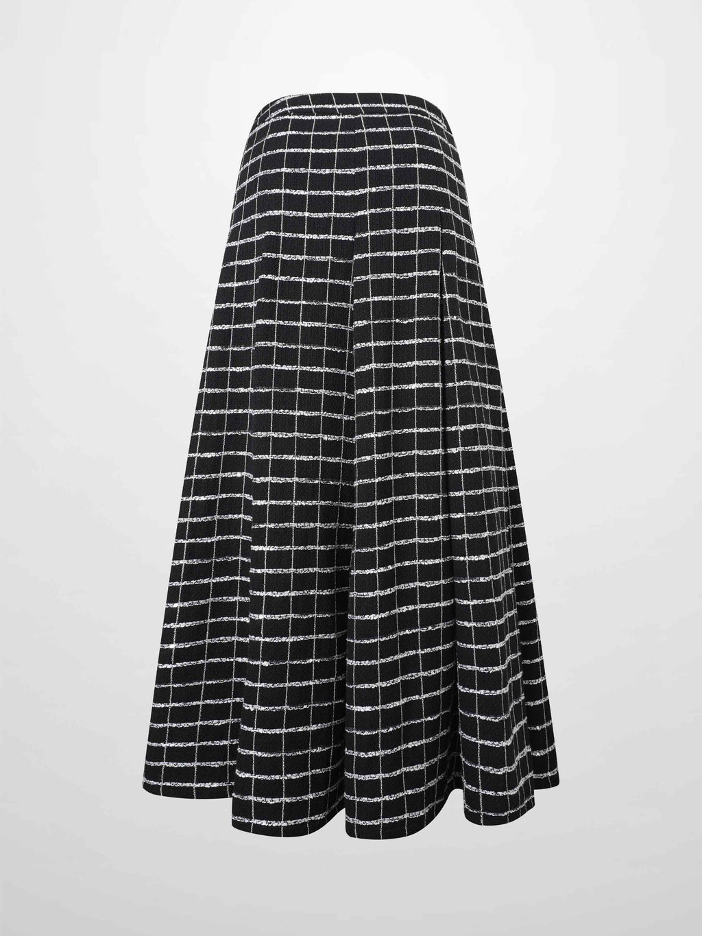 Boucle Pleat Skirt-Black and White