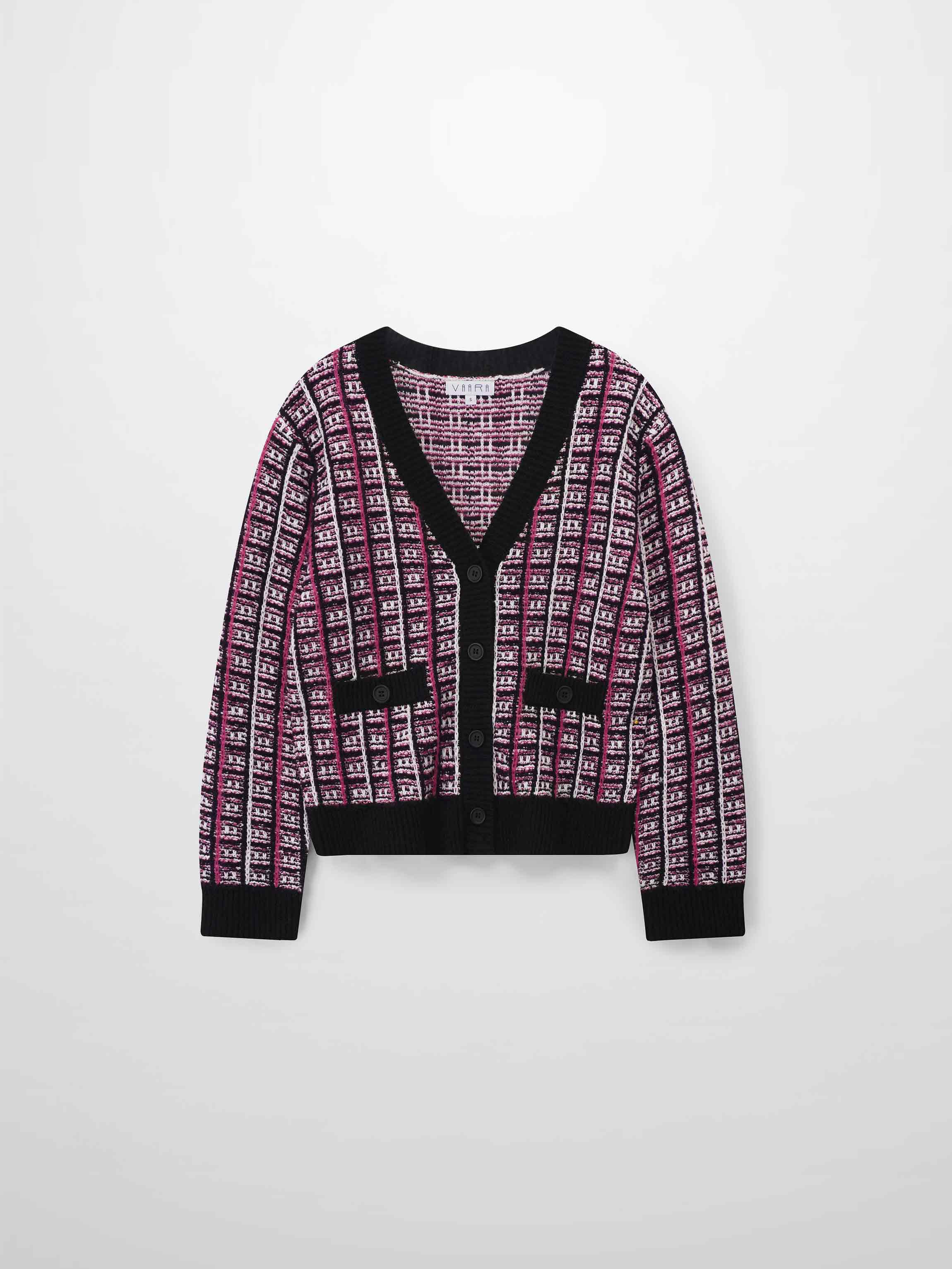 Boucle Knit Cardigan-Pink