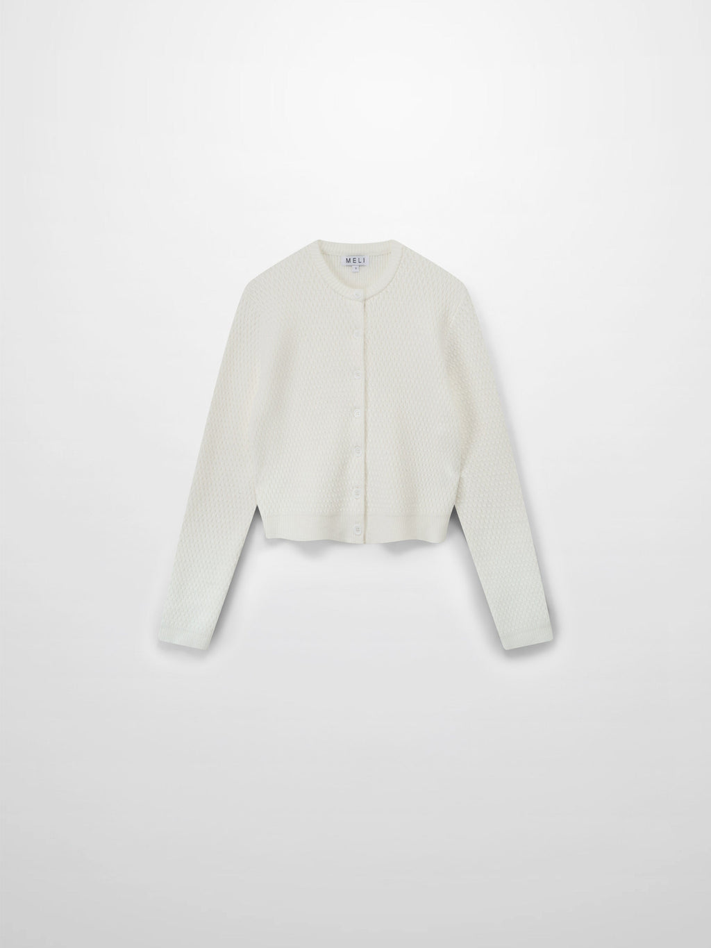 Textured Crew Cardigan-Ivory